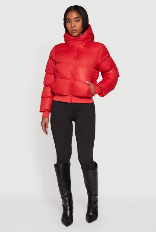 Zip Front Puffer Jacket with Removable Hood sold by Rainbow