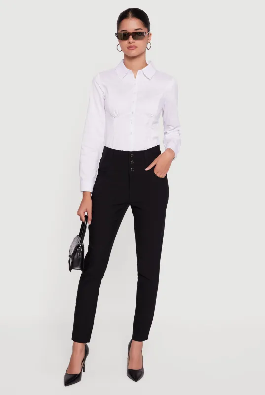 Almost Famous Three Button High Waisted Pants sold by Rainbow