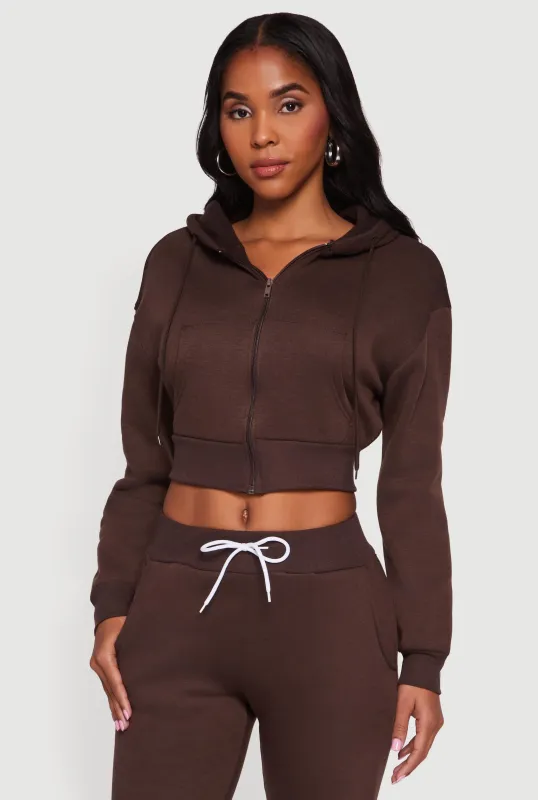 Cropped Zip Front Hooded Sweatshirt sold by Rainbow