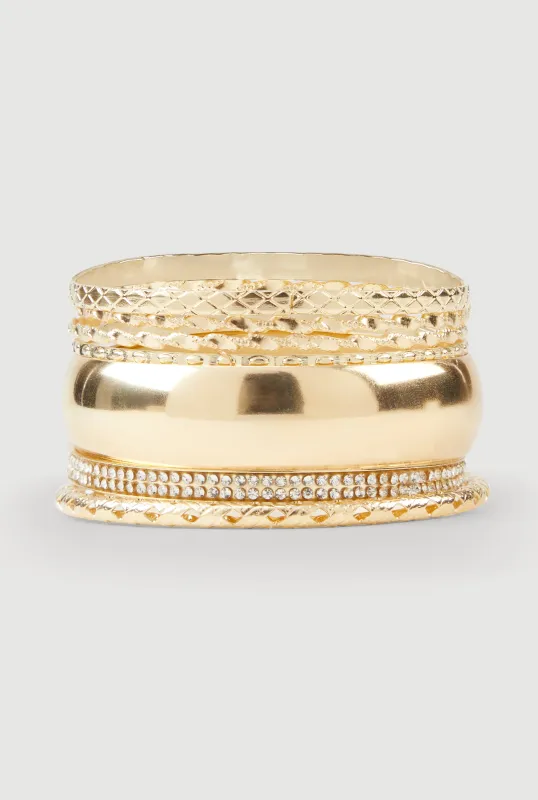 Plus Size Assorted Metallic Bangles Set of 7 sold by Rainbow