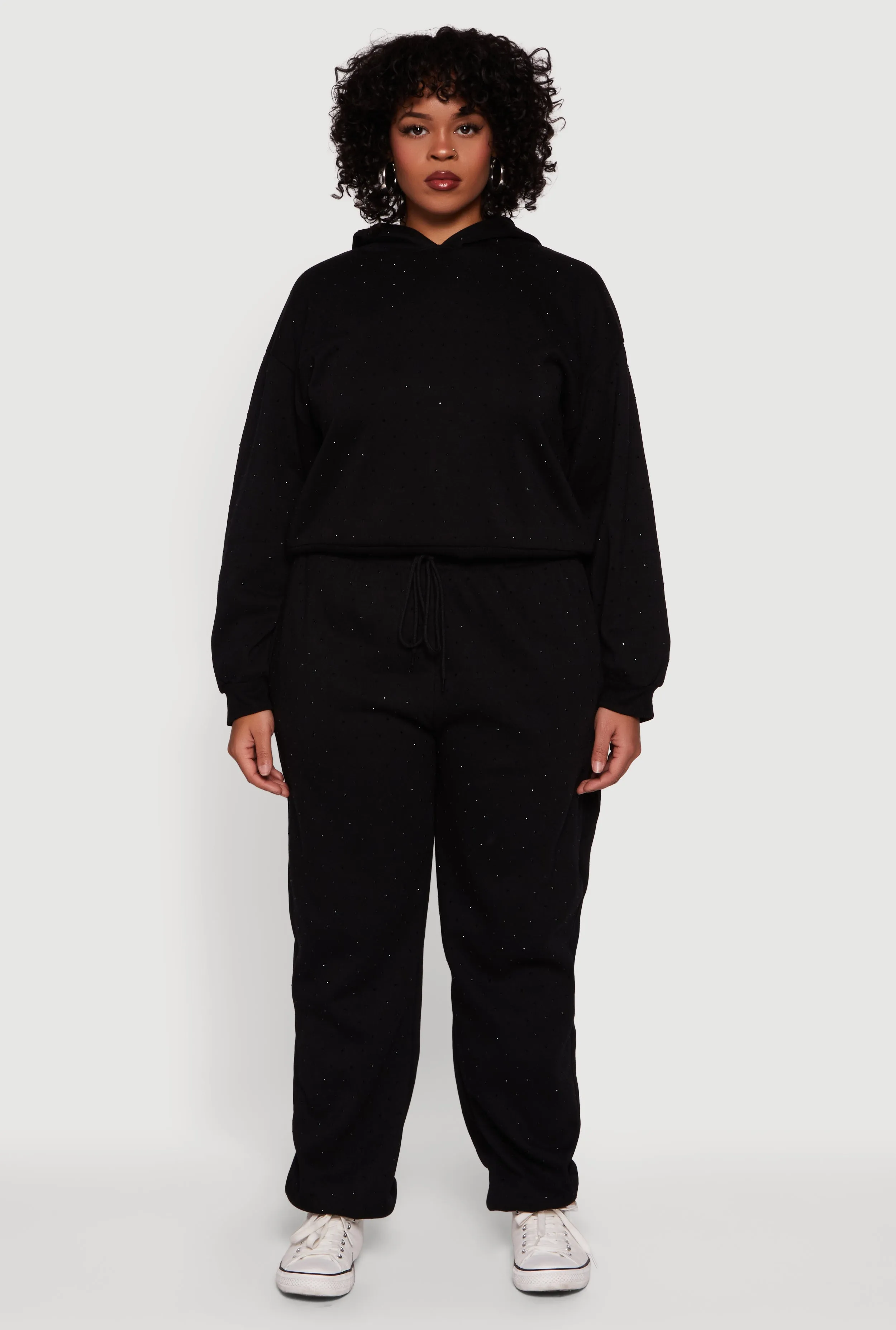 Plus Size Rhinestone Studded Drawstring Waist Sweatpants sold by Rainbow product image thumbnail 2