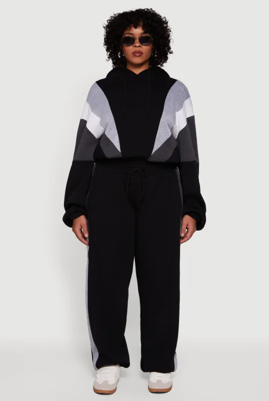 Plus Size High Waisted Color Blocked Sweatpants sold by Rainbow