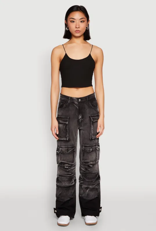 Wide-Leg Low Rise Cargo Jeans sold by Rainbow