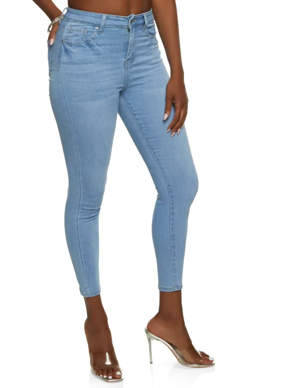 High Waisted Whiskered Skinny Ankle Jeans sold by Rainbow