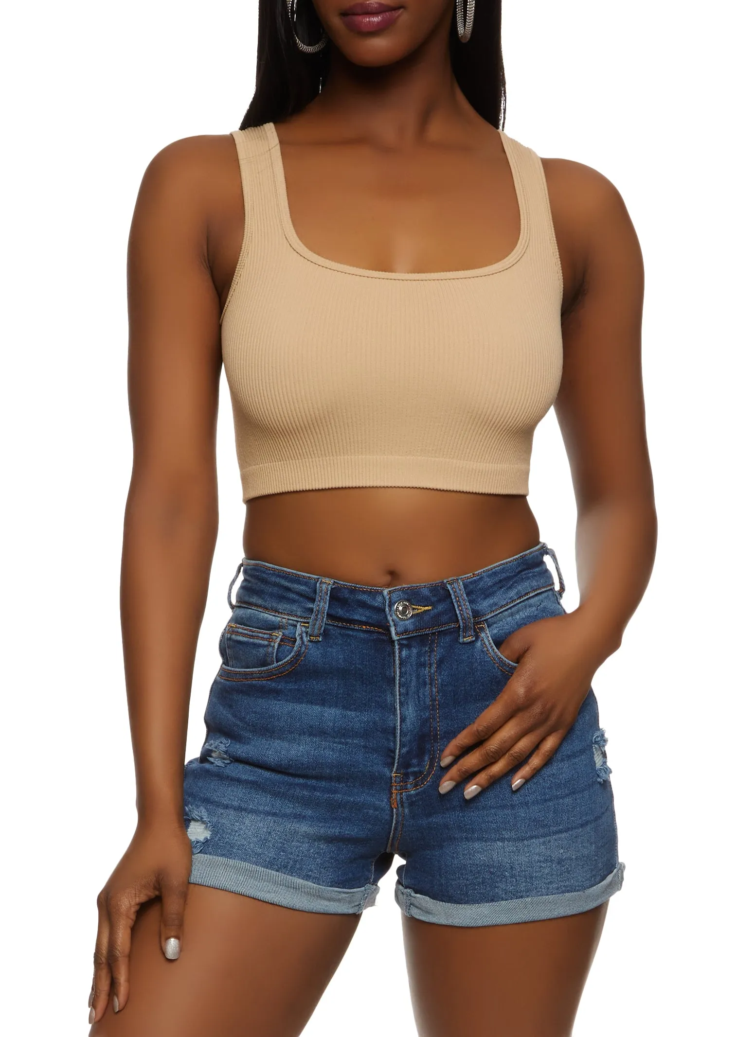 Ribbed Seamless Square Neck Crop Top sold by Rainbow product image thumbnail 3