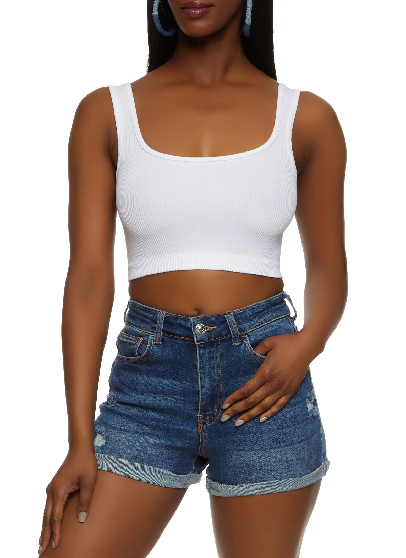 Ribbed Seamless Square Neck Crop Top sold by Rainbow product image thumbnail 4