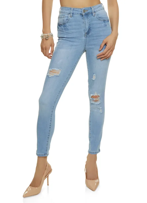 Fiona High Rise Distressed Skinny Ankle Jeans sold by Rainbow