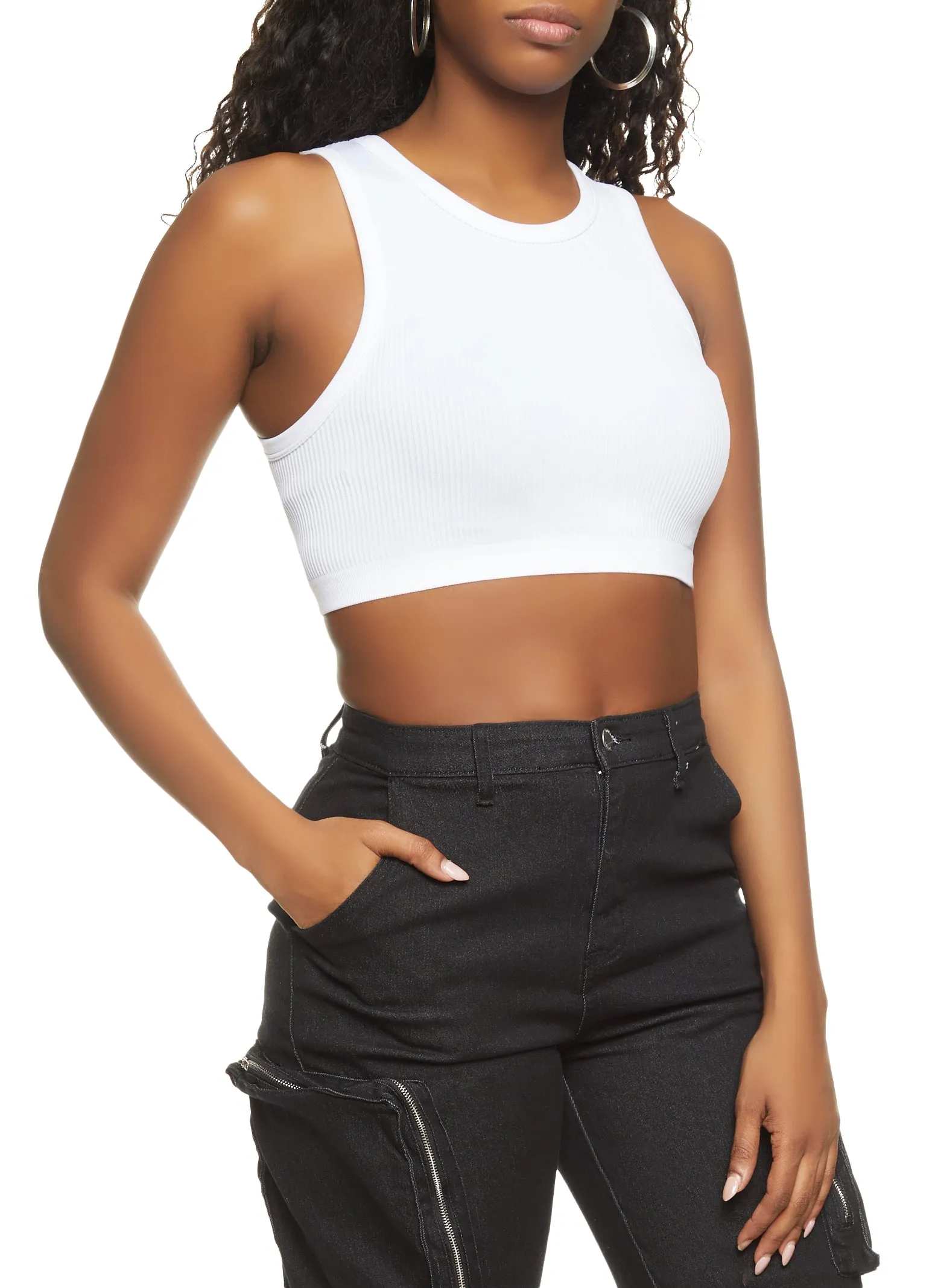Sawyer Rib Knit High Neck Tank Crop Top sold by Rainbow product image thumbnail 3