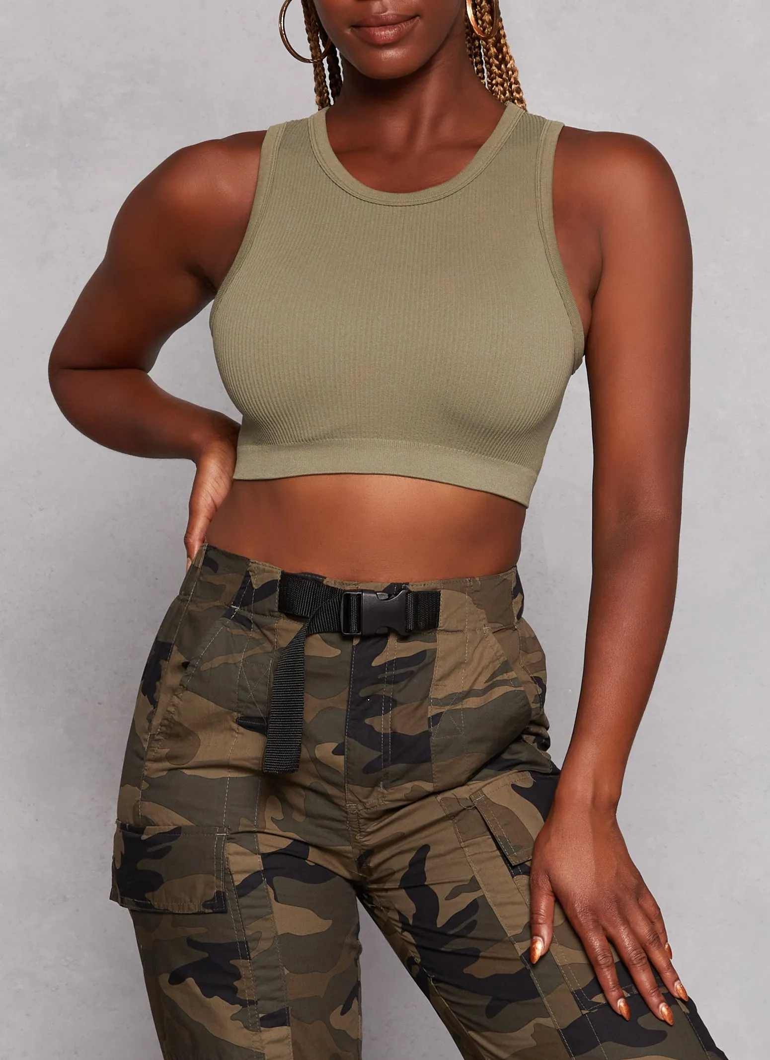 Sawyer Rib Knit High Neck Tank Crop Top sold by Rainbow product image thumbnail 5