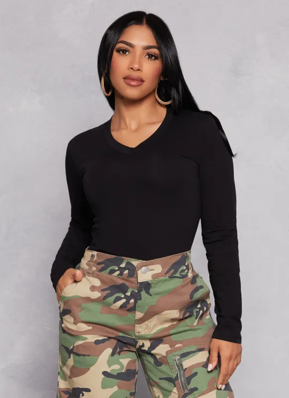 Aleia Long Sleeve V-Neck Tee sold by Rainbow