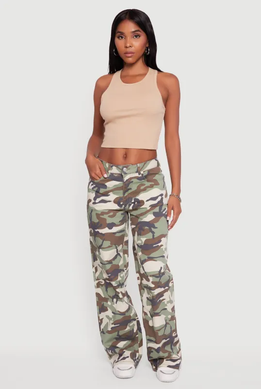 Kinsley Camo Wide Leg Jeans sold by Rainbow