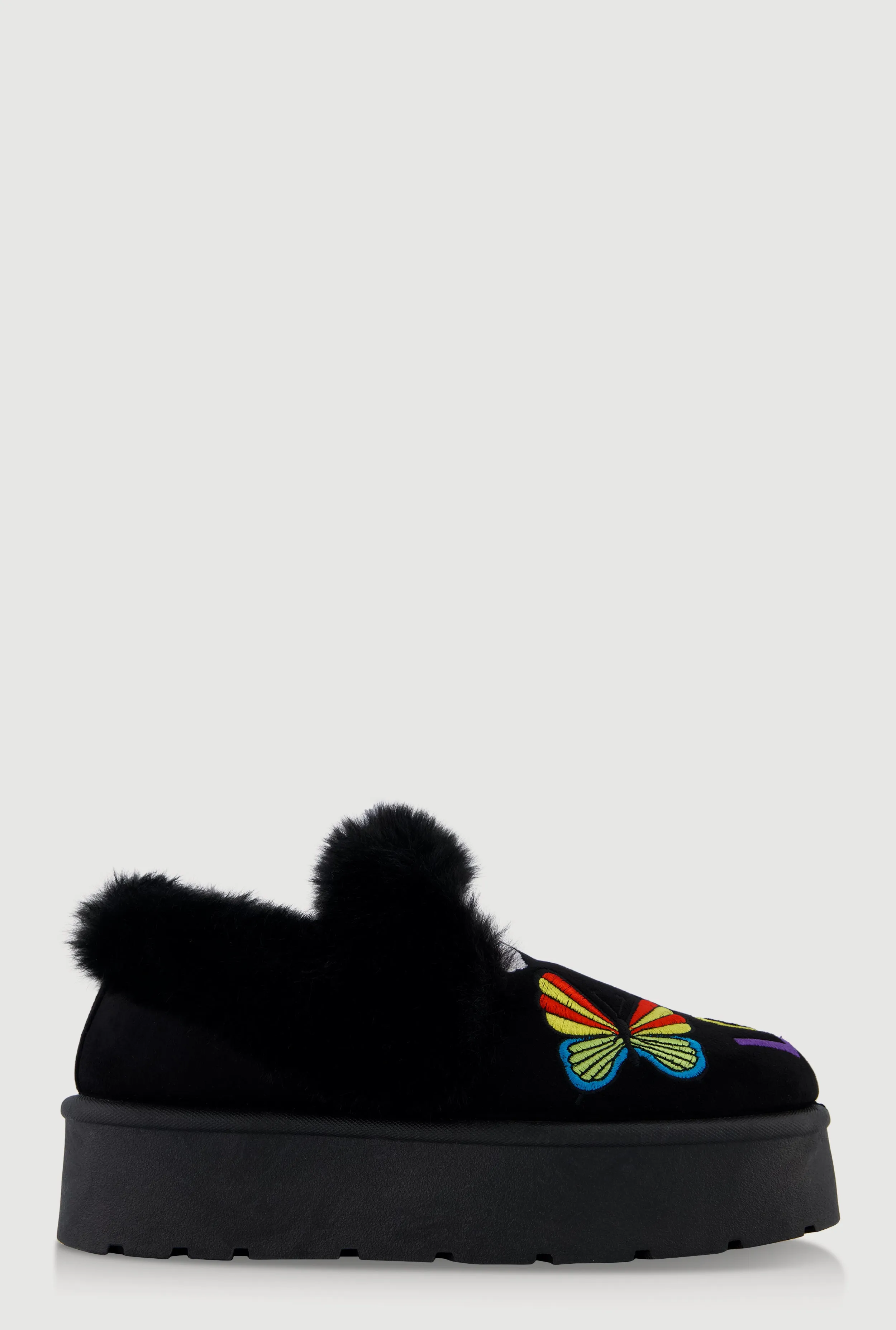 Embroidered Faux Fur Platform Ankle Booties sold by Rainbow product image thumbnail 2