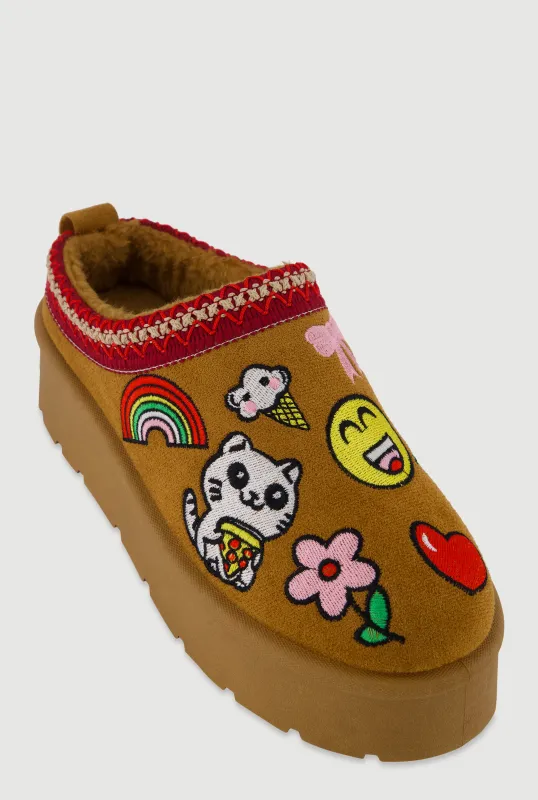 Embroidered Platform Slip On Clogs sold by Rainbow