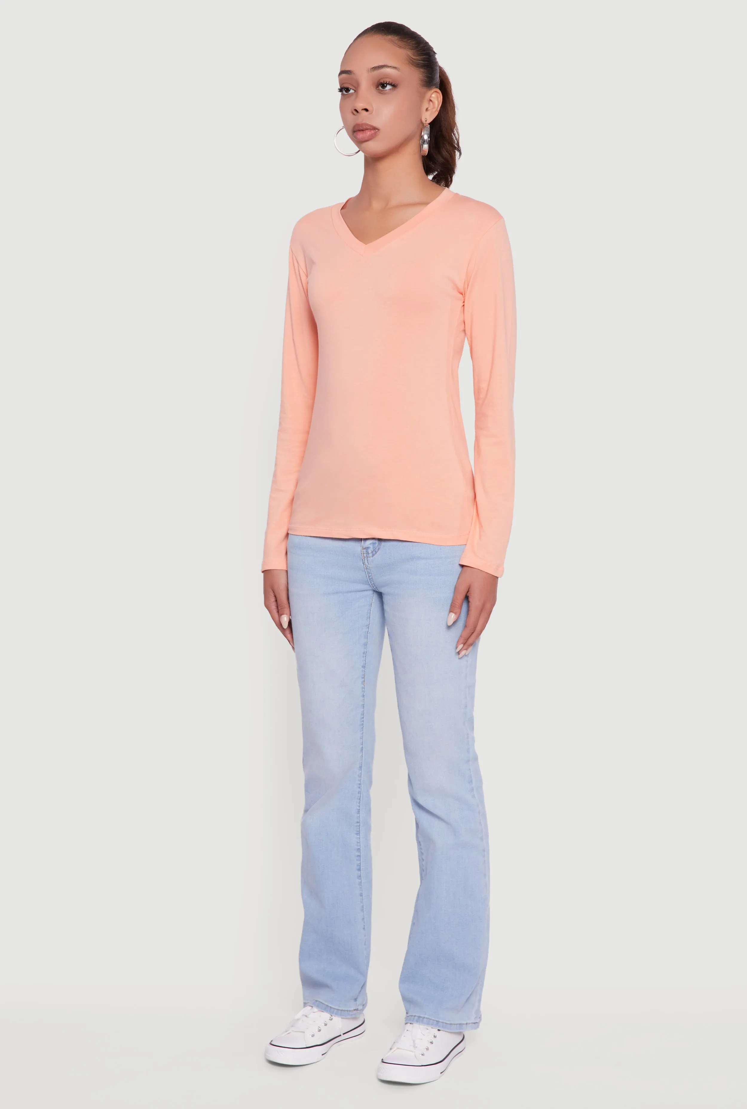 V-Neck Long Sleeve T-Shirt sold by Rainbow product image thumbnail 5