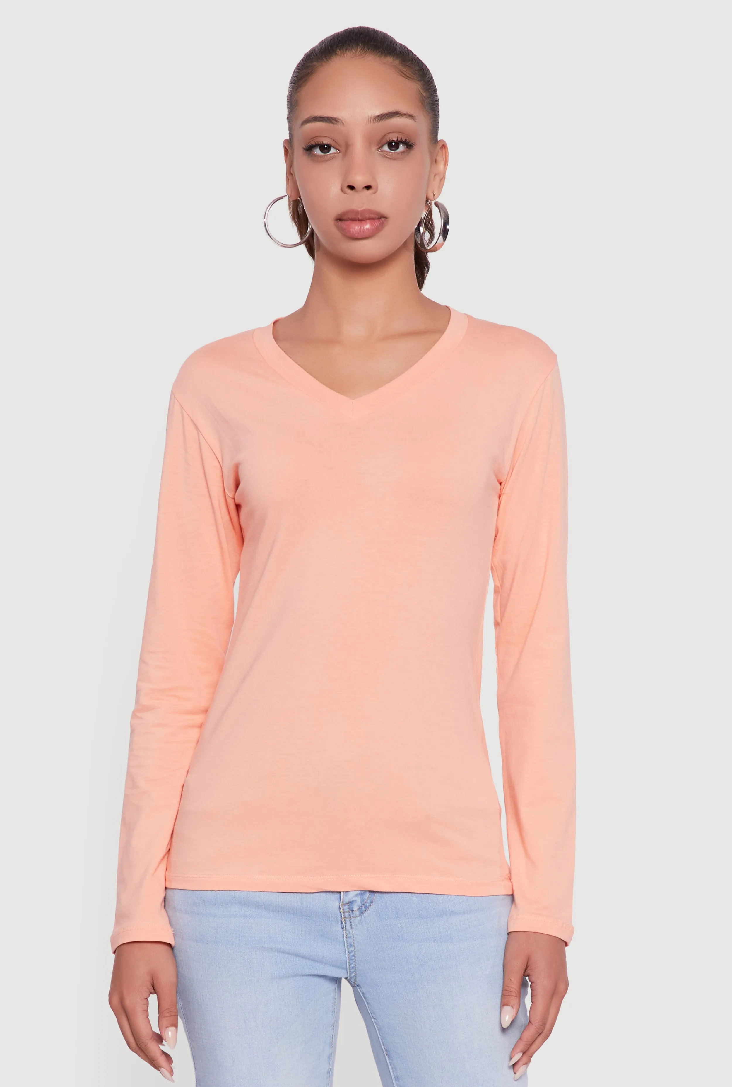 V-Neck Long Sleeve T-Shirt sold by Rainbow product image thumbnail 2