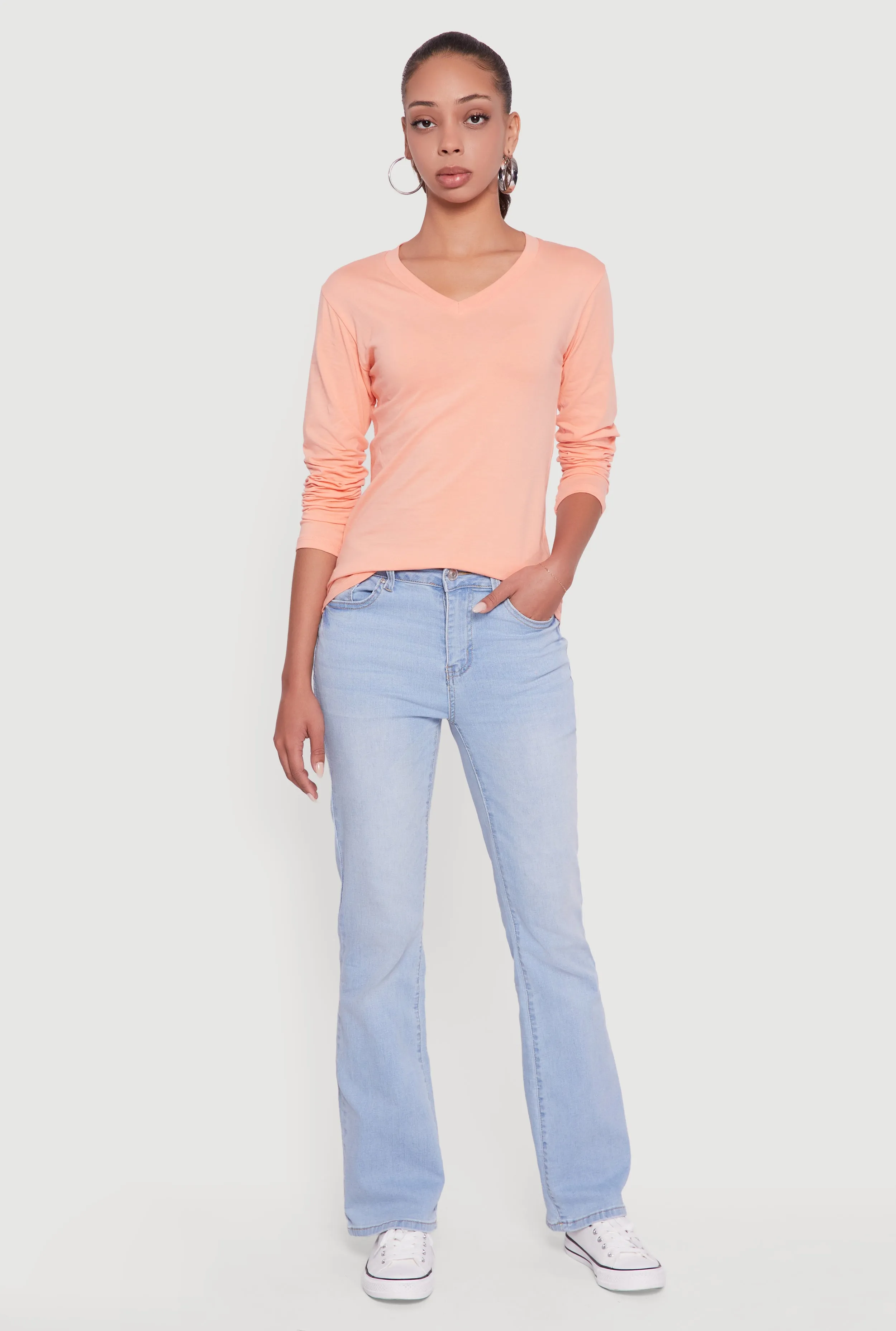 V-Neck Long Sleeve T-Shirt sold by Rainbow