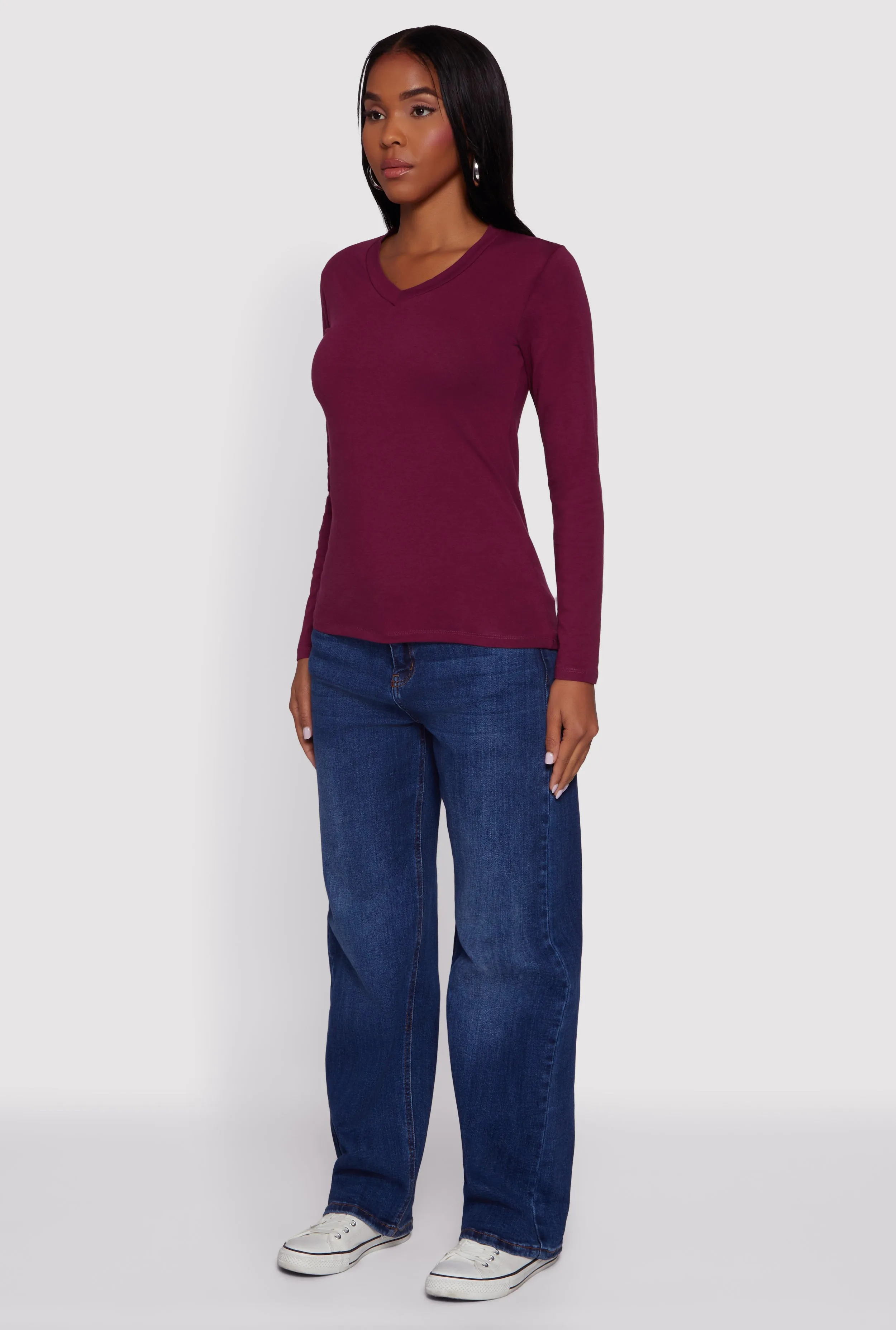 V-Neck Long Sleeve T-Shirt sold by Rainbow product image thumbnail 5
