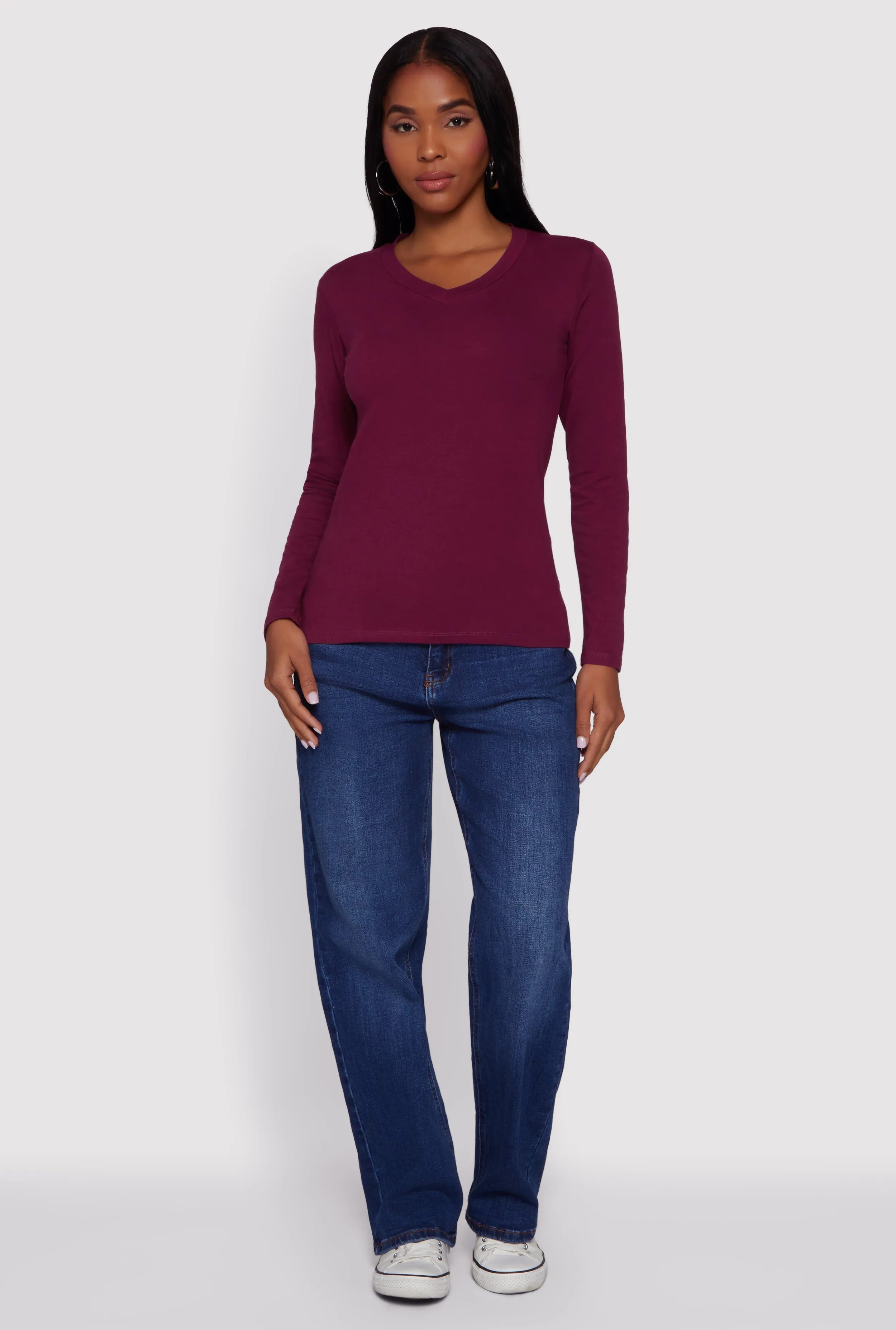 V-Neck Long Sleeve T-Shirt sold by Rainbow