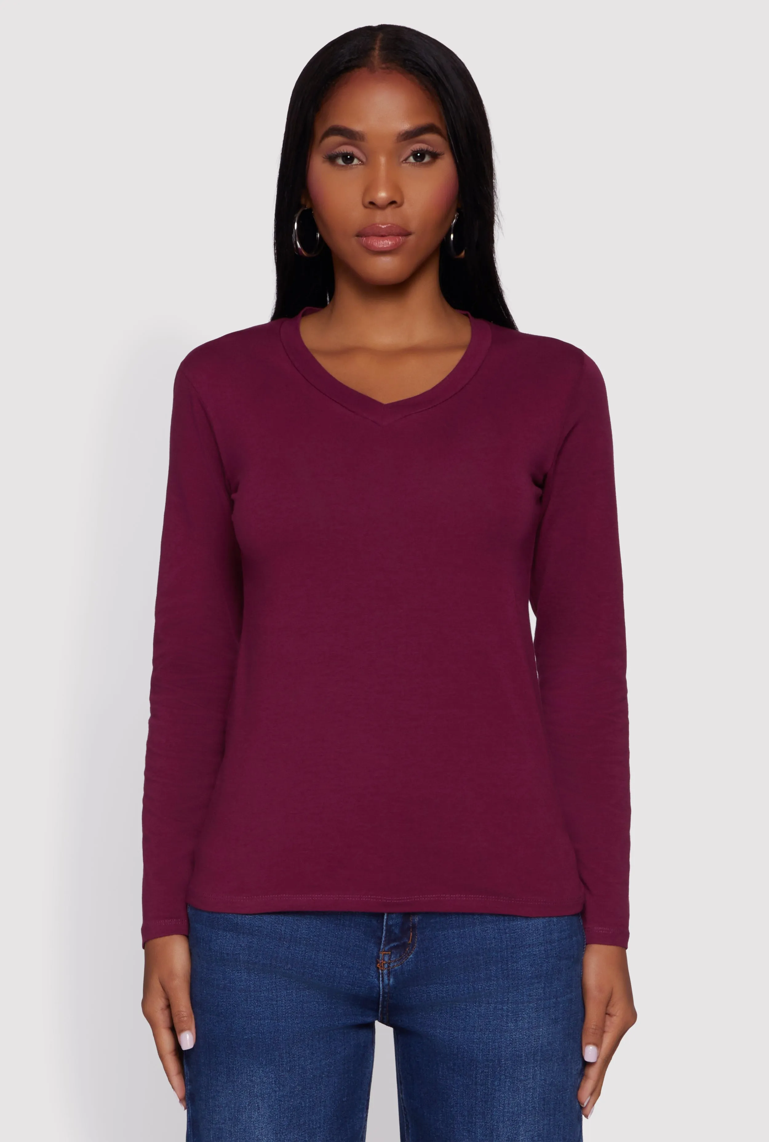 V-Neck Long Sleeve T-Shirt sold by Rainbow product image thumbnail 2