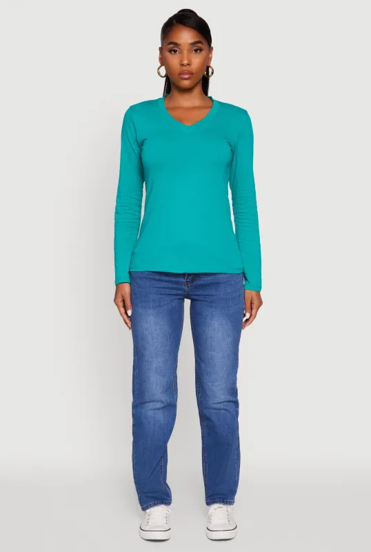 V-Neck Long Sleeve T-Shirt sold by Rainbow