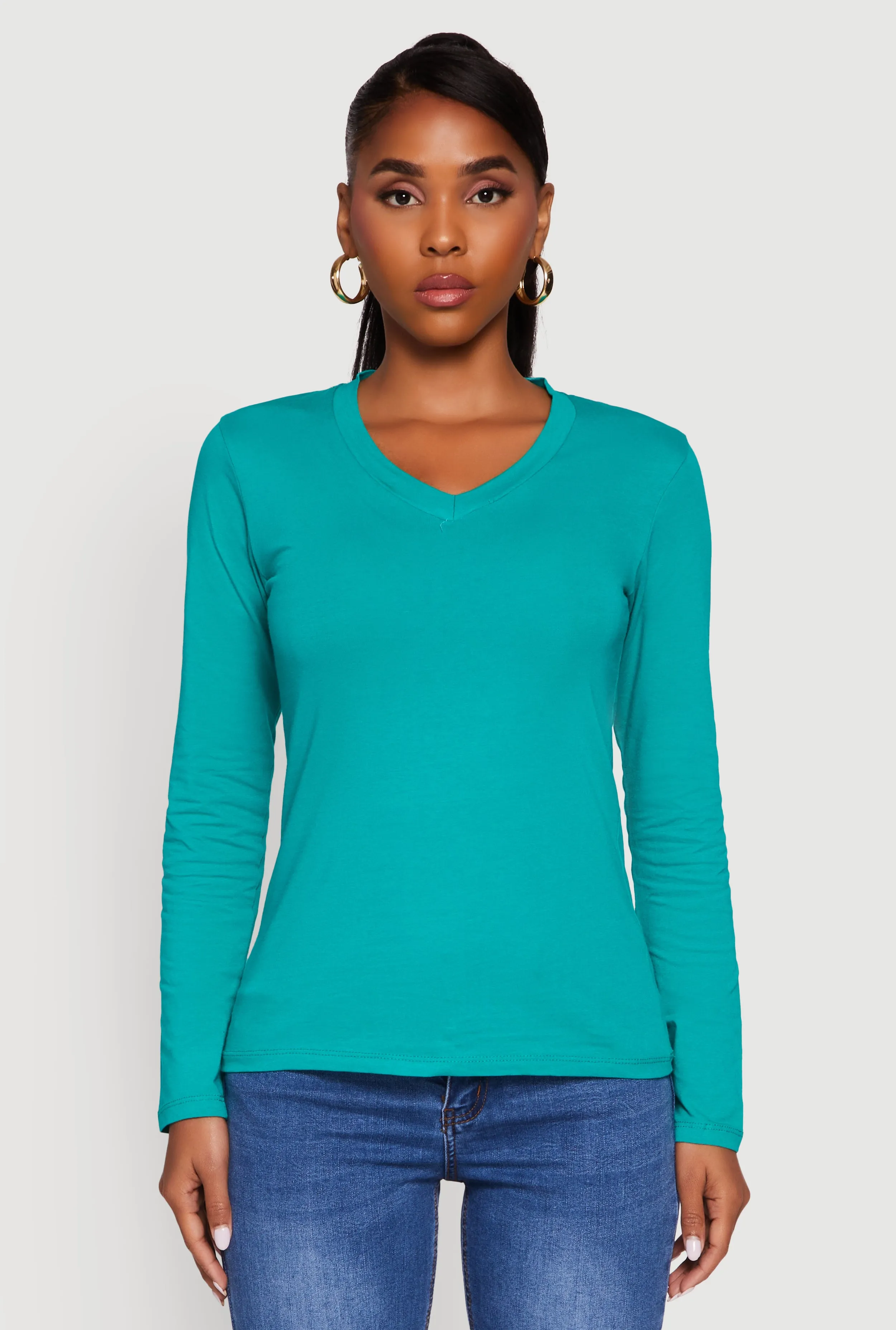 V-Neck Long Sleeve T-Shirt sold by Rainbow product image thumbnail 2