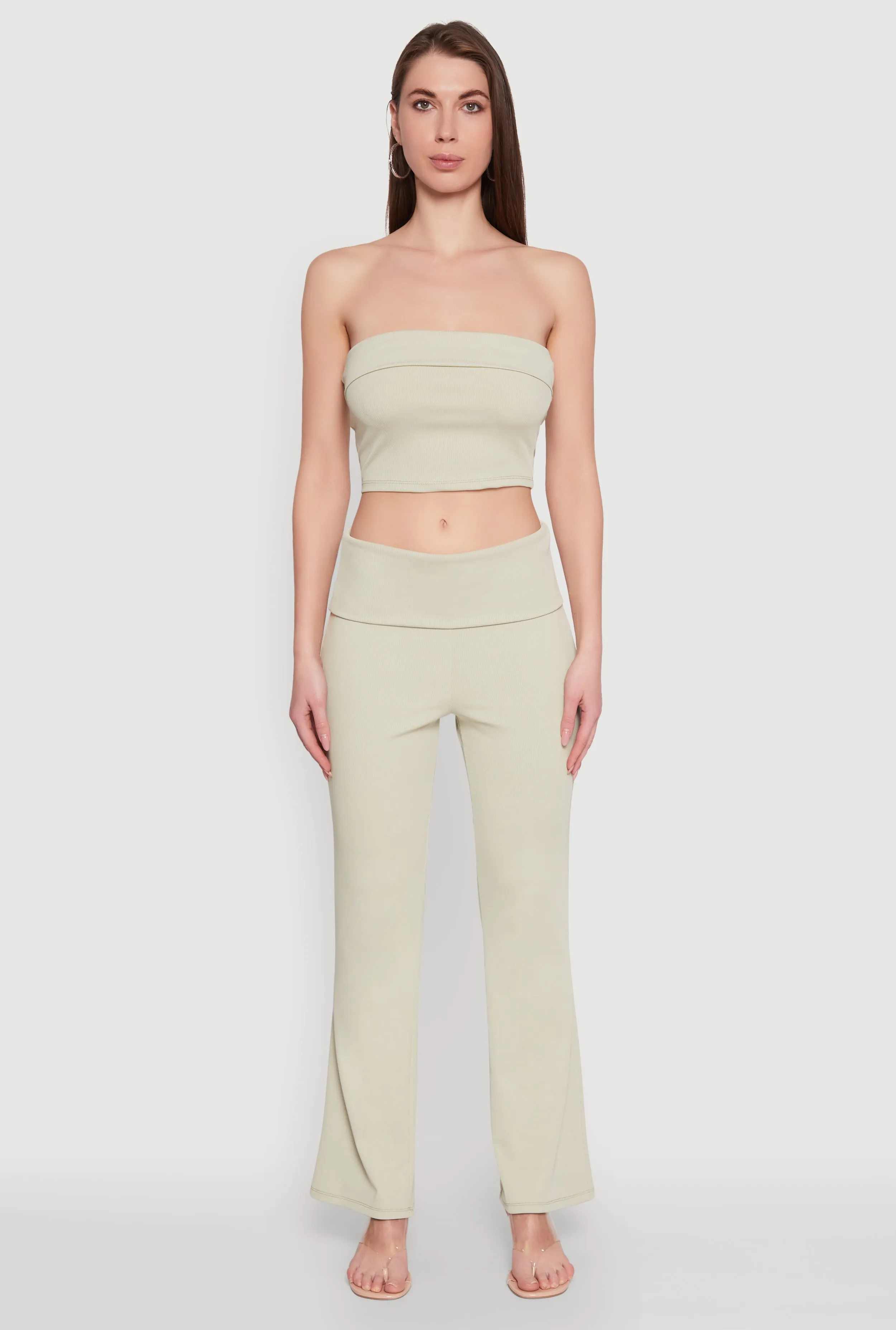 Haute Monde Fold Over Waist Flared Leg Pants sold by Rainbow product image thumbnail 2