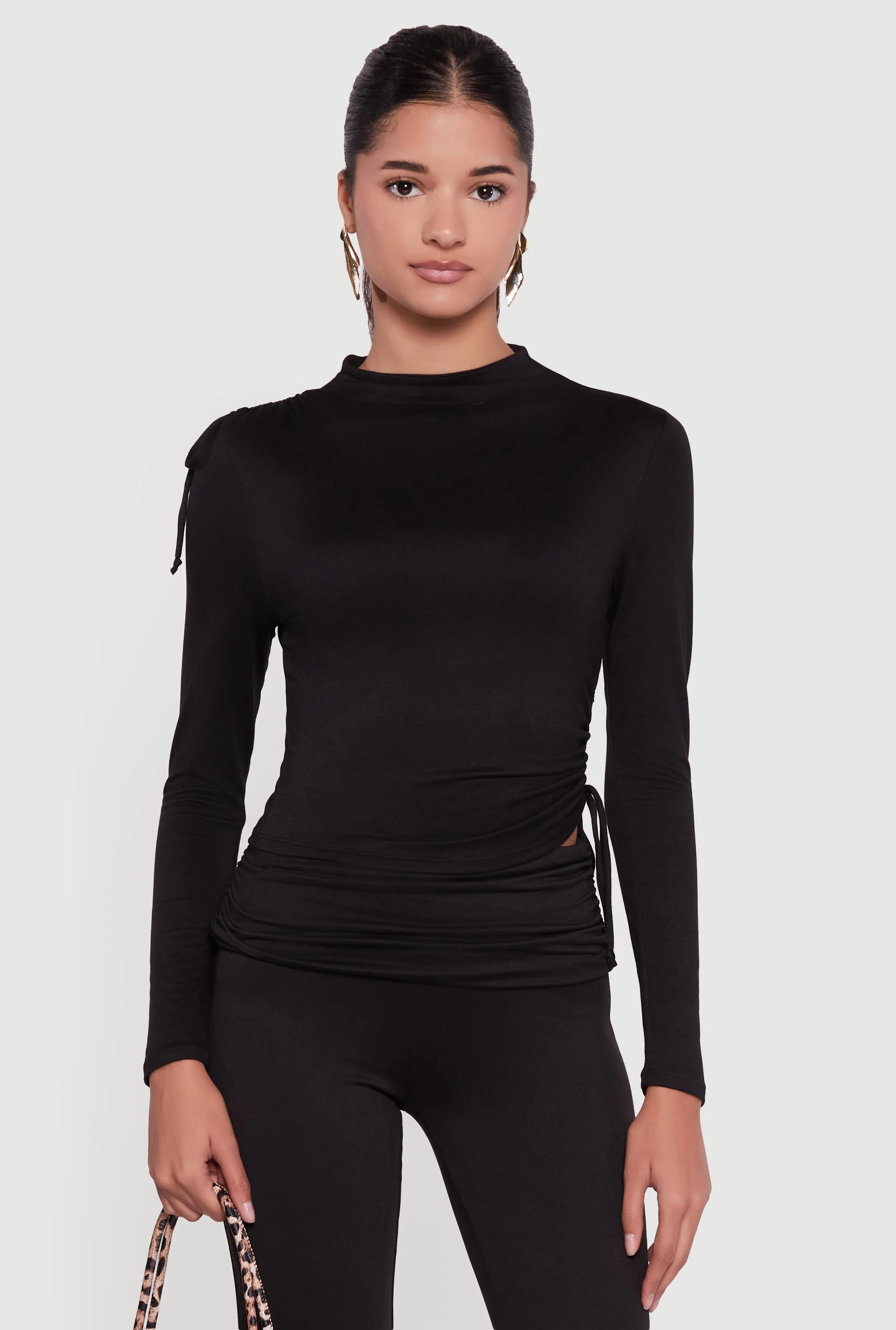 Soft Knit Asymmetrical Drawstring Side Top sold by Rainbow product image thumbnail 3