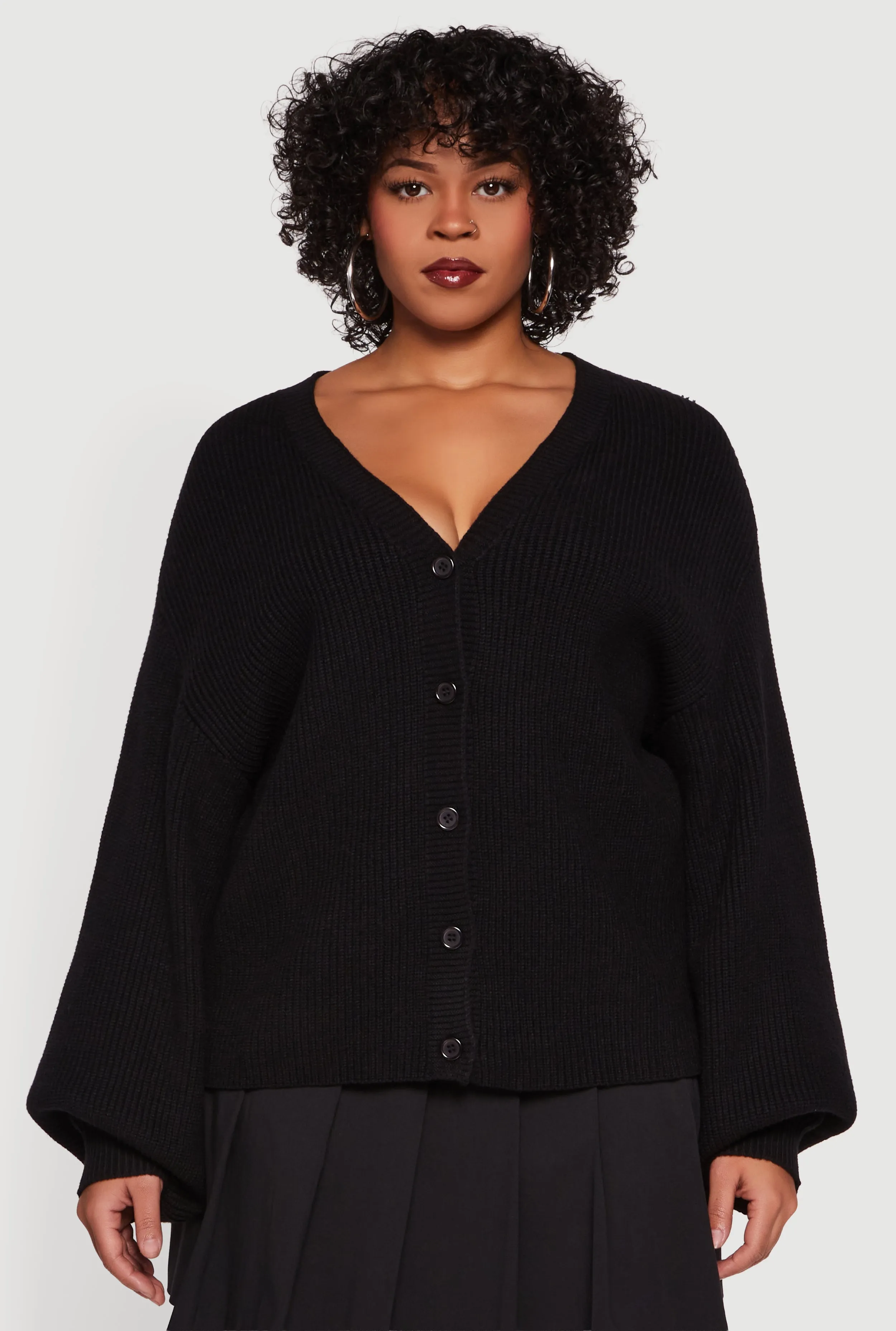 Plus Size Knitted Button Front Cardigan sold by Rainbow product image thumbnail 2