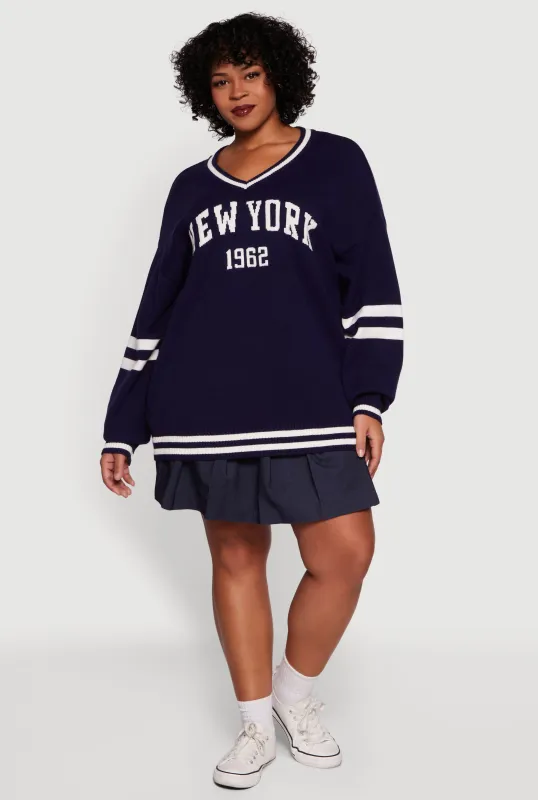 Plus Size Oversized New York 1962 Graphic Sweater sold by Rainbow