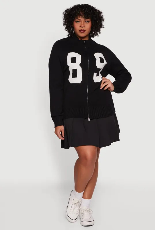 Plus Size 89 Zip Front Mock Neck Sweater sold by Rainbow