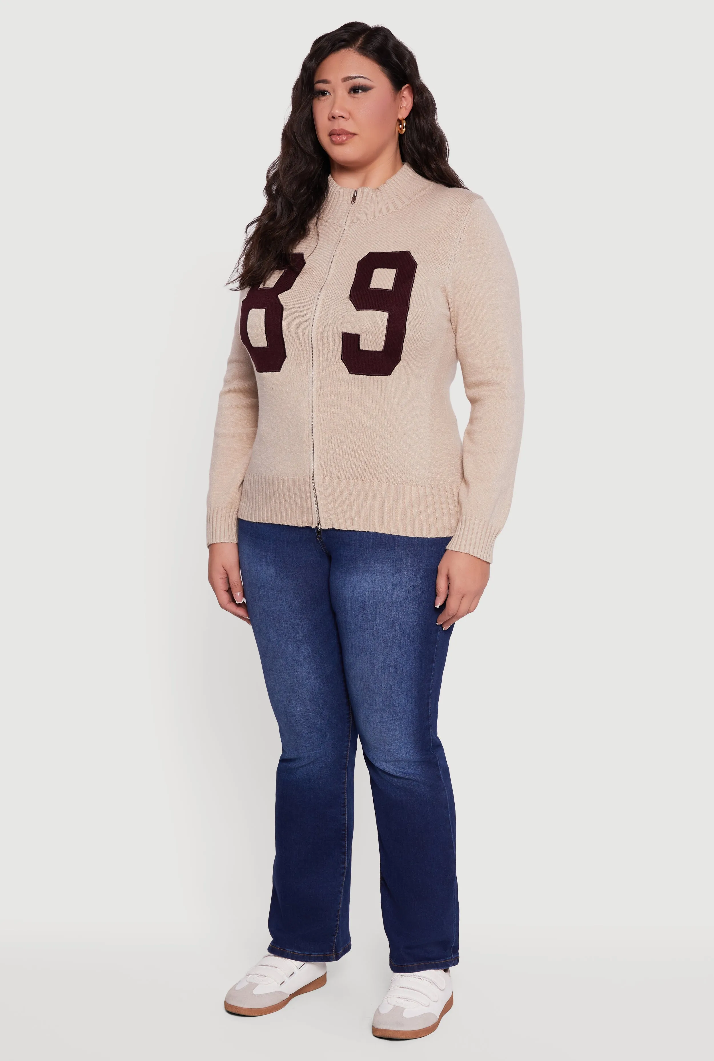 Plus Size 89 Zip Front Mock Neck Sweater sold by Rainbow product image thumbnail 5