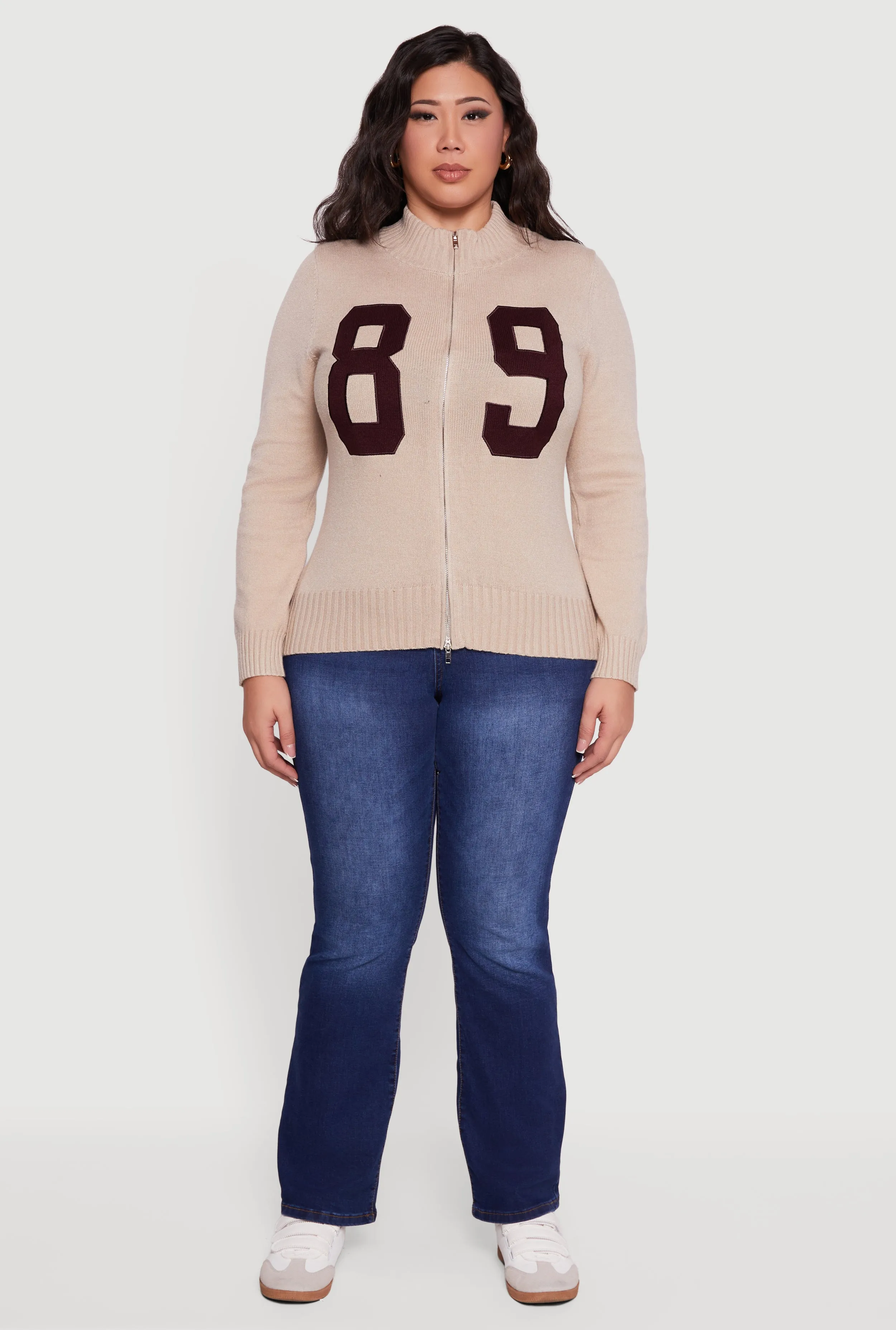 Plus Size 89 Zip Front Mock Neck Sweater sold by Rainbow product image thumbnail 3