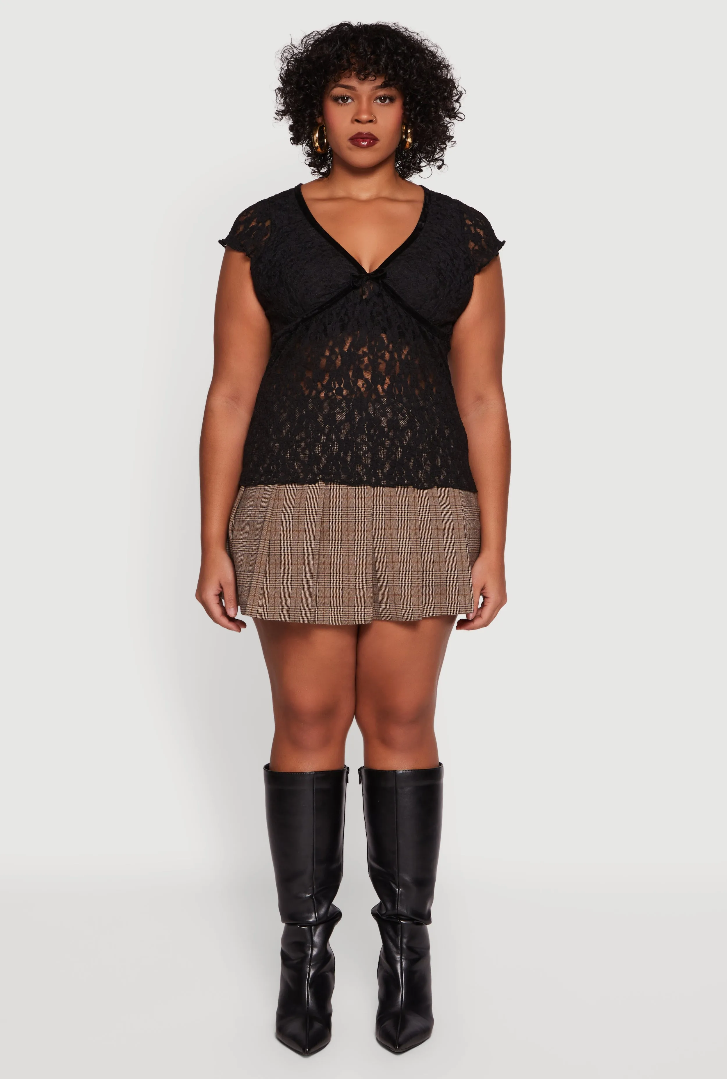 Plus Size Lace V Neck Short Sleeve Blouse sold by Rainbow product image thumbnail 3