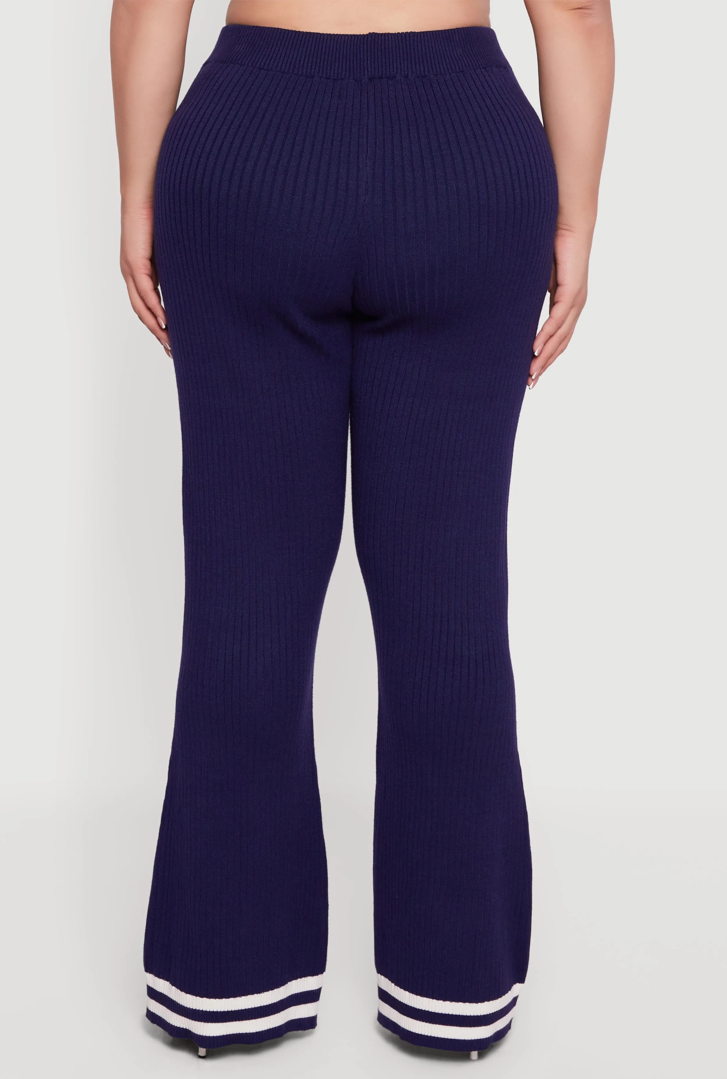 Plus Size Varsity Stripe High Waisted Pull On Flare Pants sold by Rainbow product image thumbnail 5