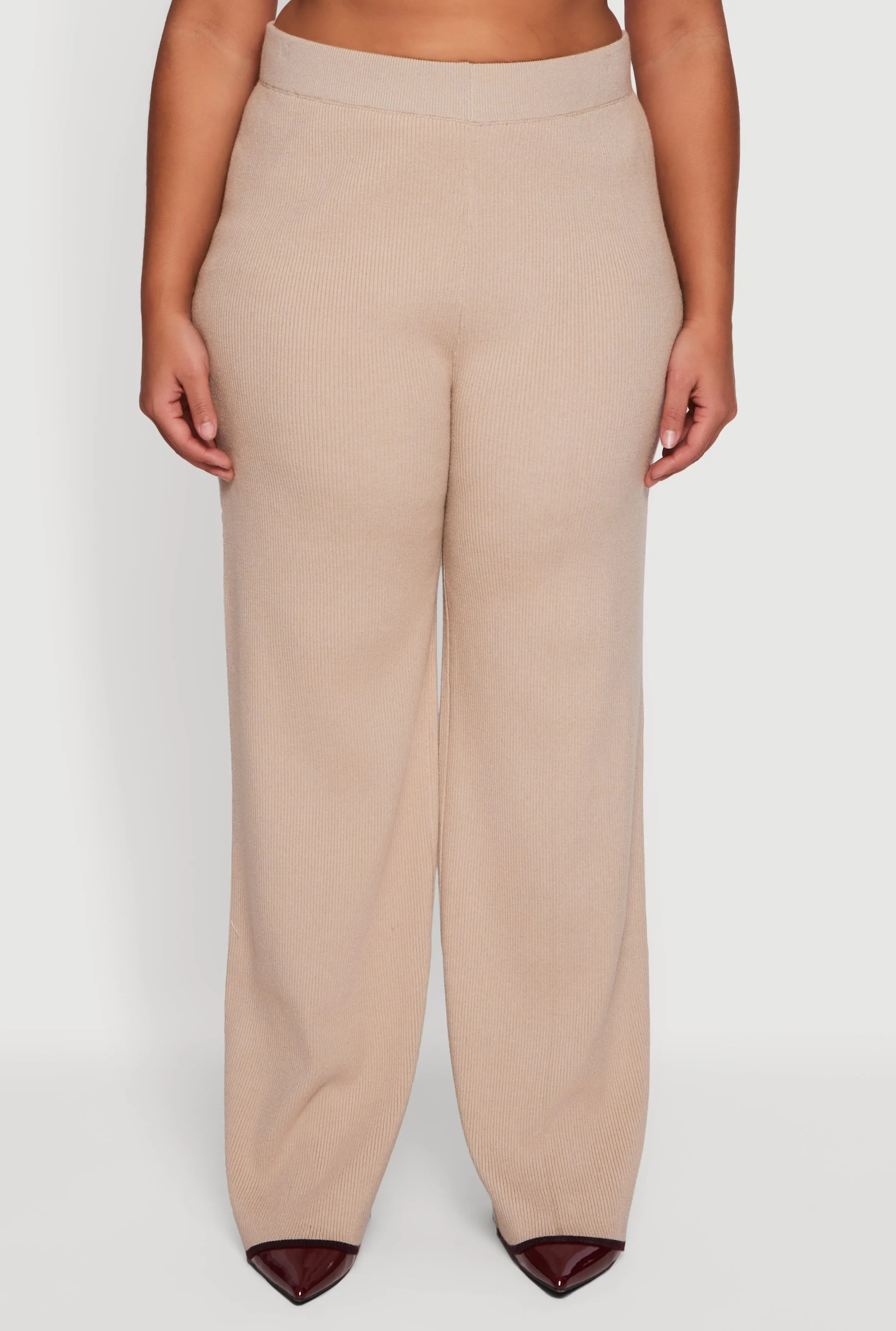 Rib Knit Pull On High Waisted Wide Leg Pants sold by Rainbow product image thumbnail 3