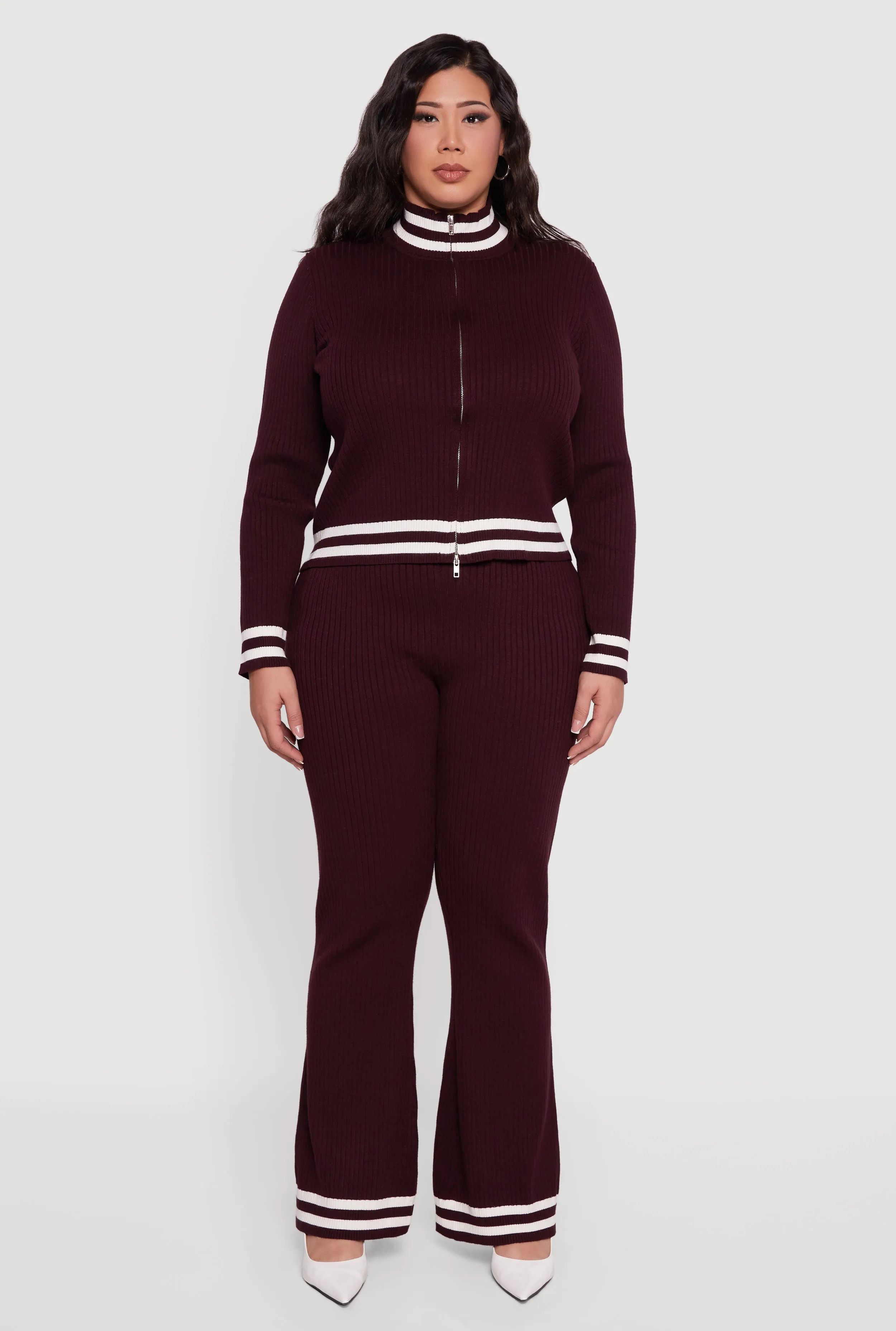 Plus Size Varsity Stripe High Waisted Pull On Flare Pants sold by Rainbow product image thumbnail 2