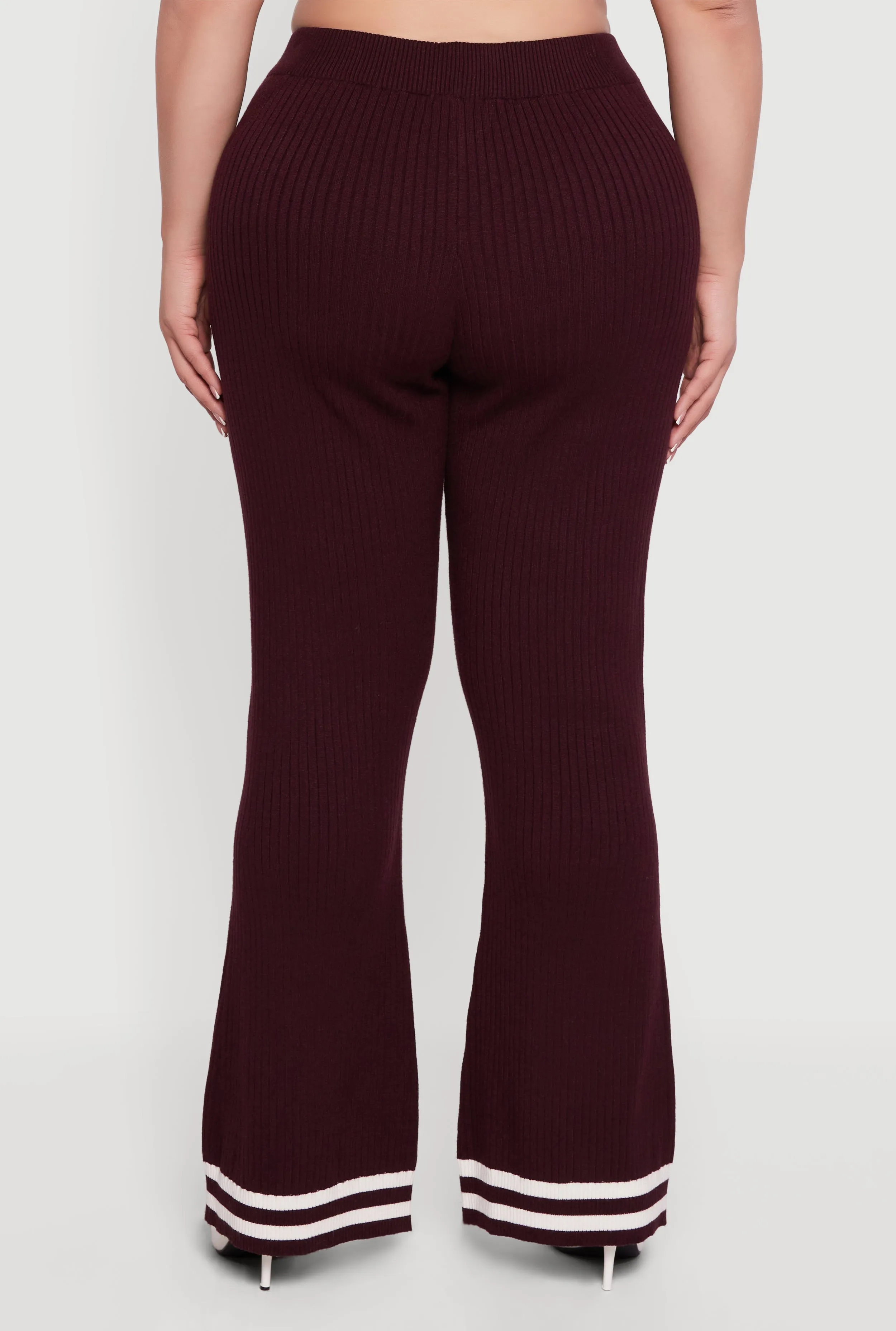 Plus Size Varsity Stripe High Waisted Pull On Flare Pants sold by Rainbow product image thumbnail 5