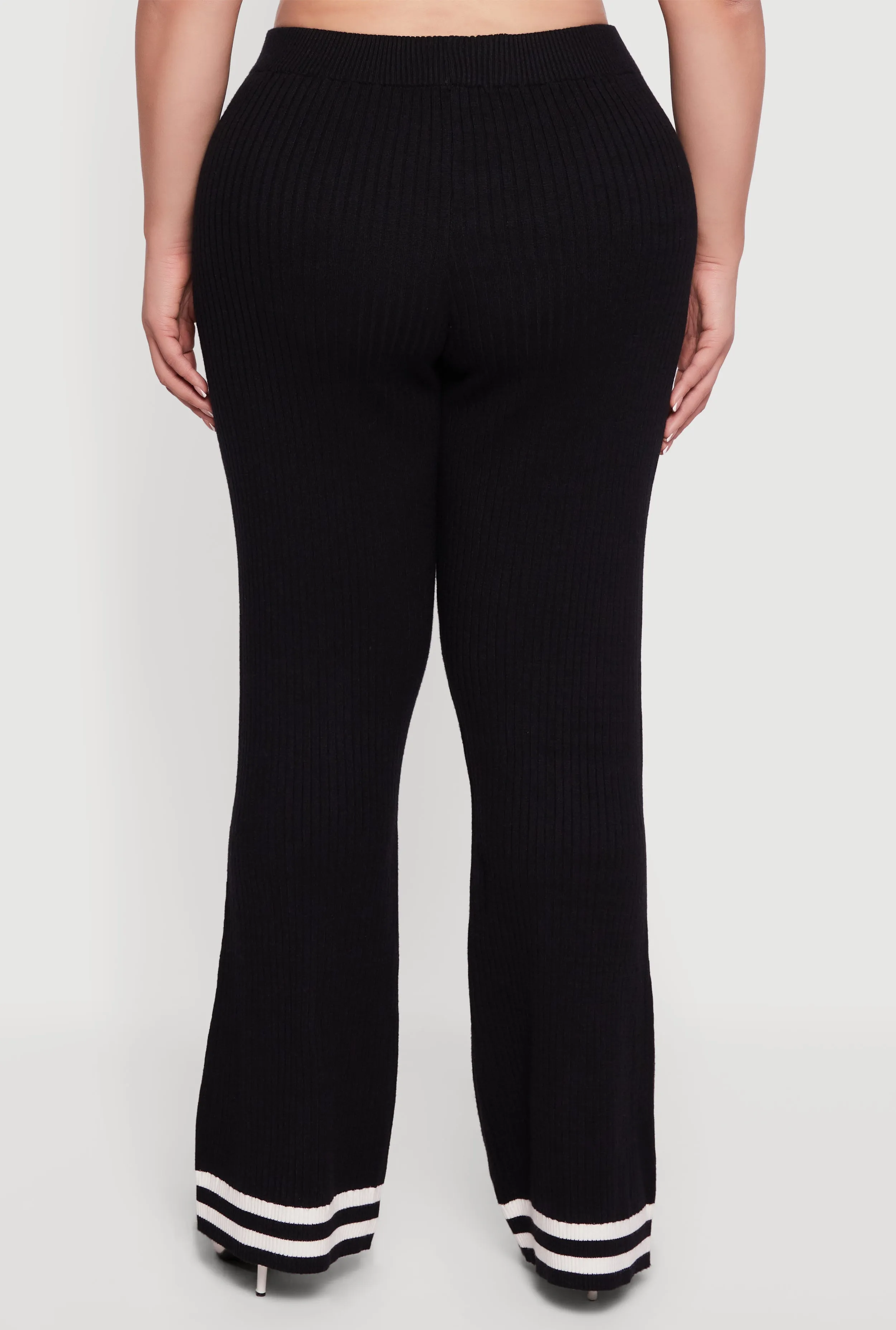 Plus Size Varsity Stripe High Waisted Pull On Flare Pants sold by Rainbow product image thumbnail 5