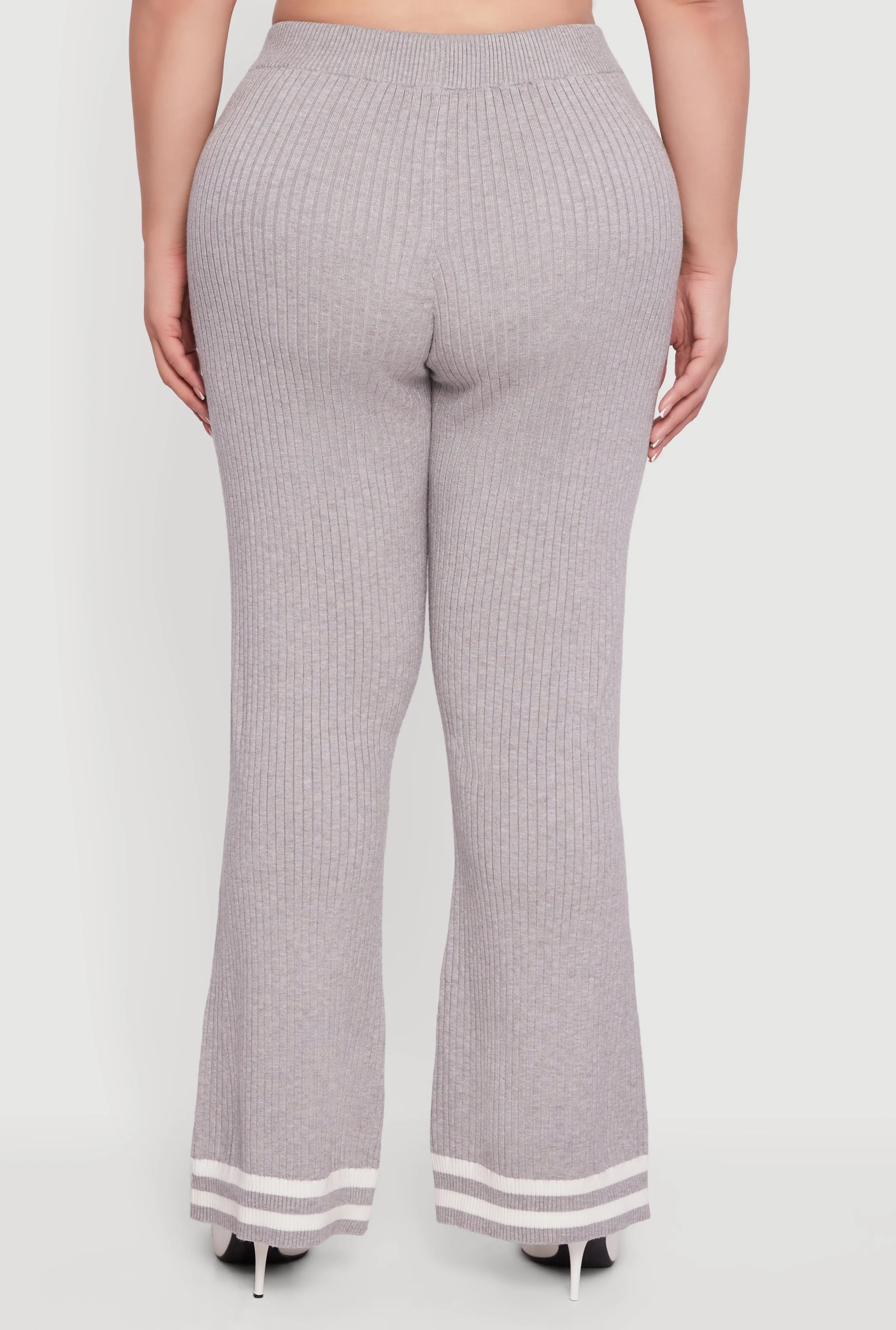 Plus Size Varsity Stripe High Waisted Pull On Flare Pants sold by Rainbow product image thumbnail 5