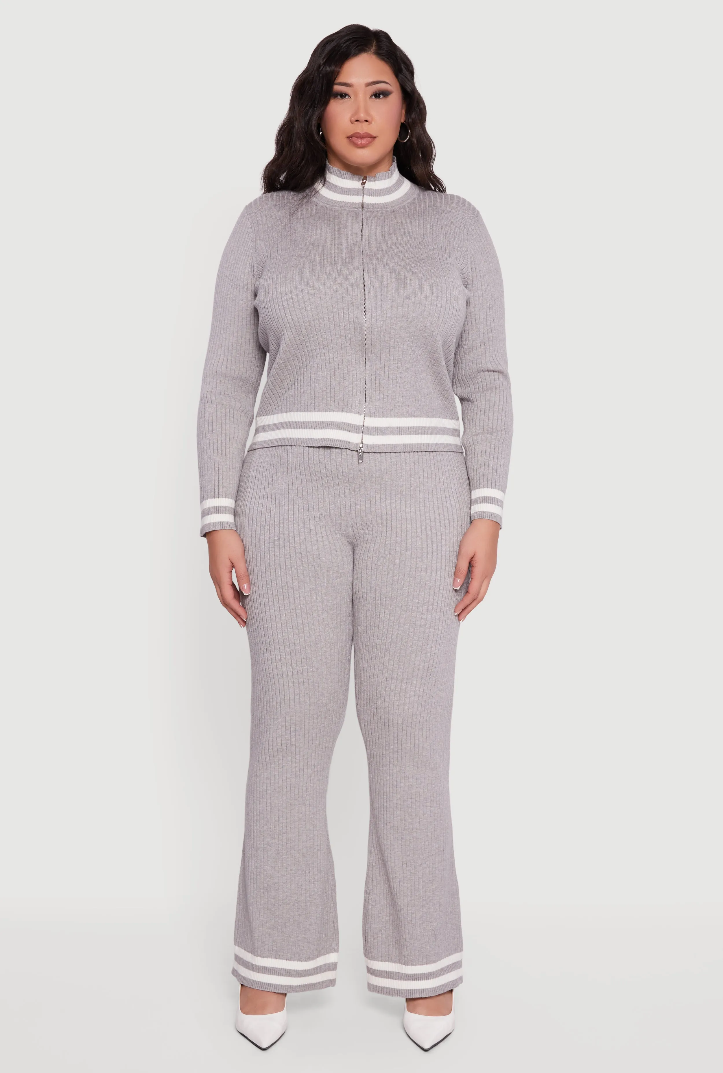 Plus Size Varsity Stripe High Waisted Pull On Flare Pants sold by Rainbow product image thumbnail 2