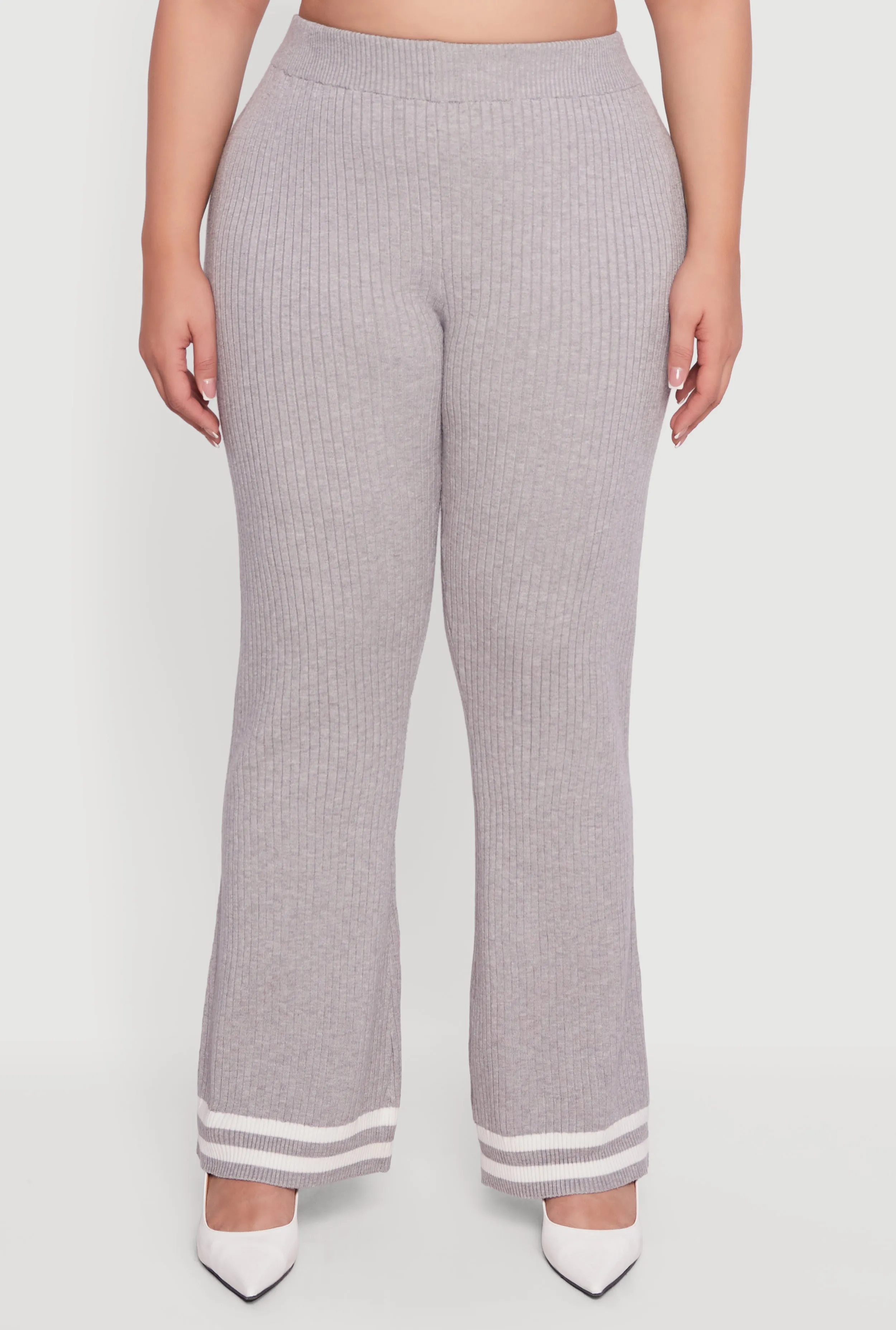 Plus Size Varsity Stripe High Waisted Pull On Flare Pants sold by Rainbow product image thumbnail 3