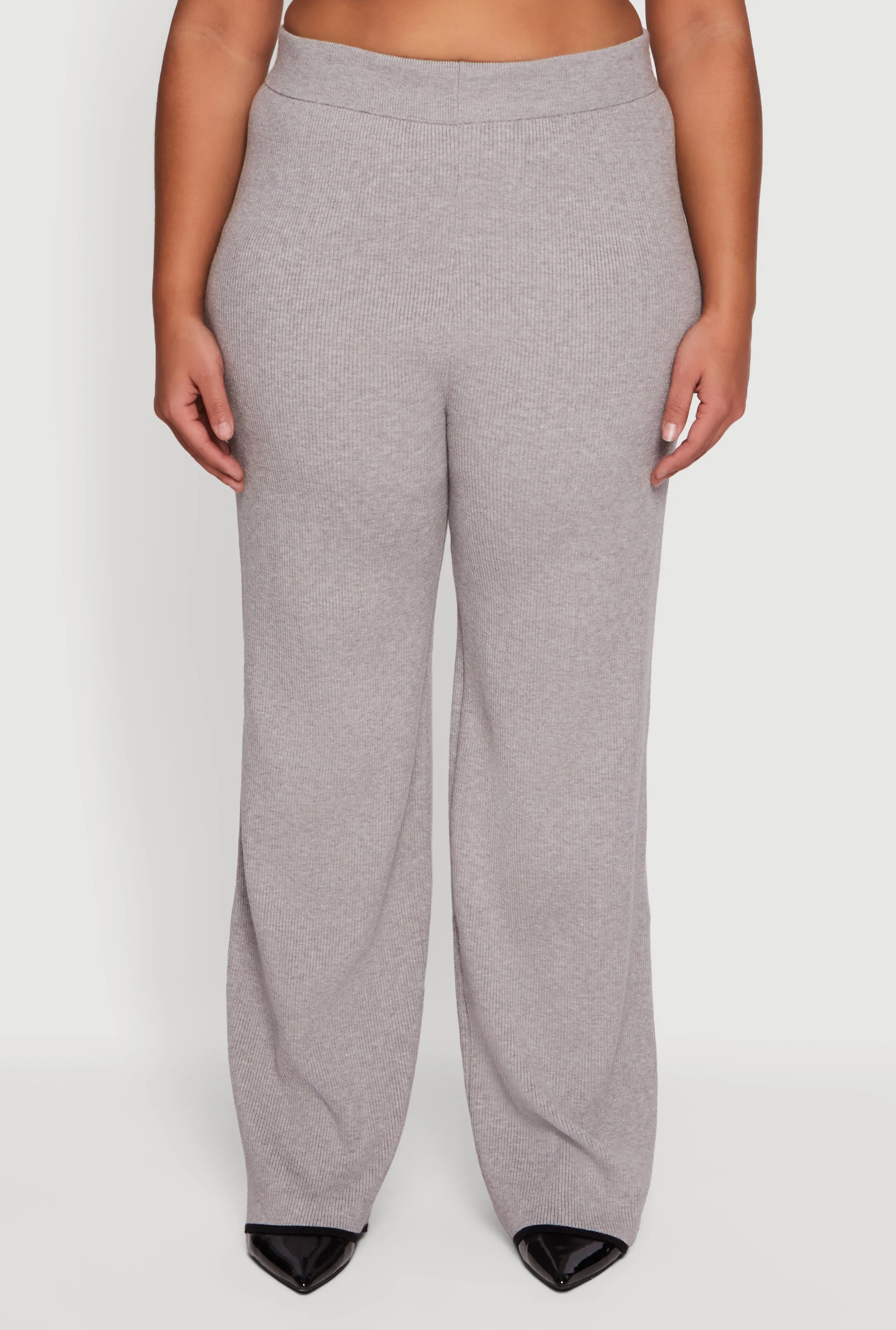 Rib Knit Pull On High Waisted Wide Leg Pants sold by Rainbow product image thumbnail 3