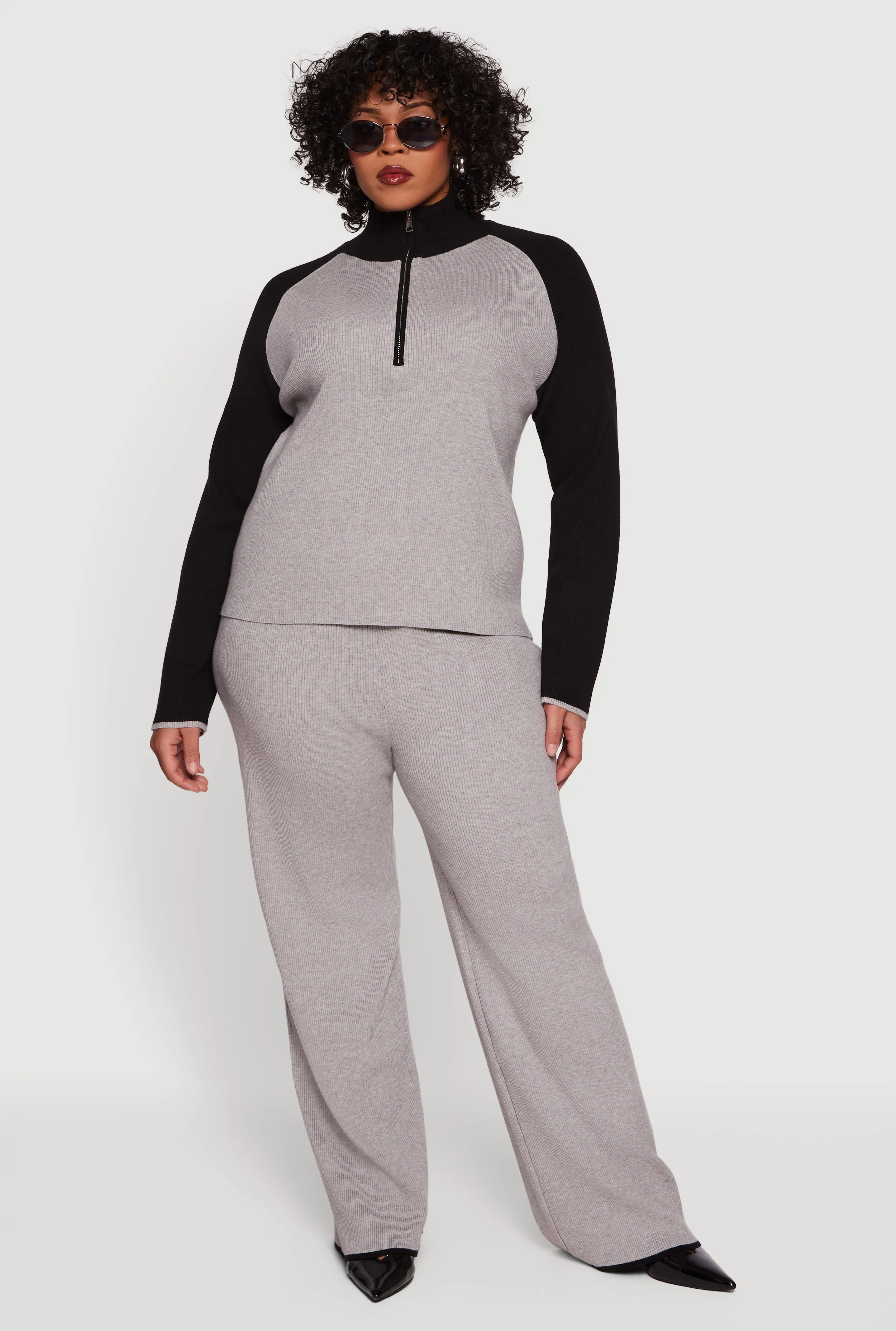 Rib Knit Pull On High Waisted Wide Leg Pants sold by Rainbow