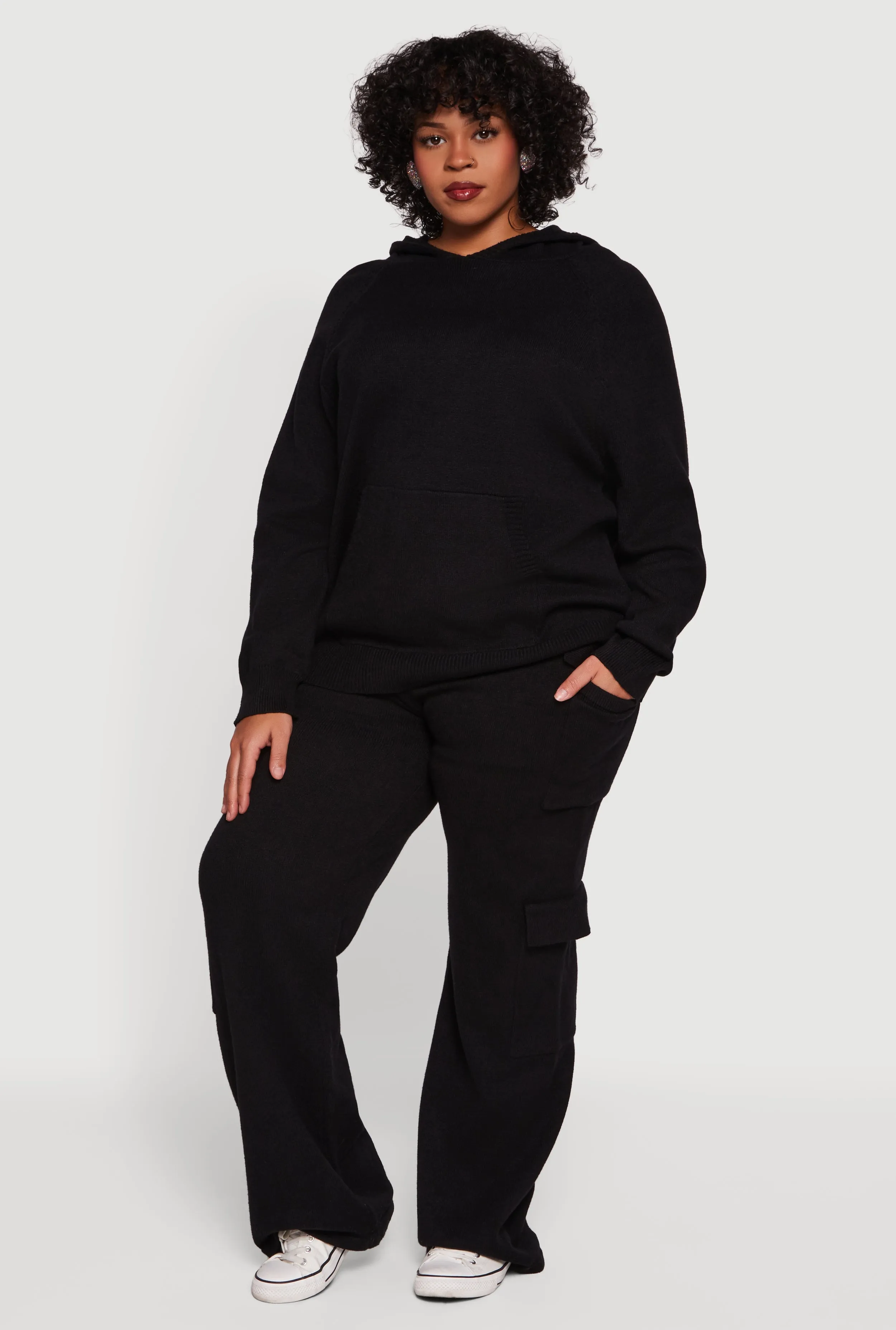 Plus Size High Waisted Wide Leg Utility Sweatpants sold by Rainbow product image thumbnail 2