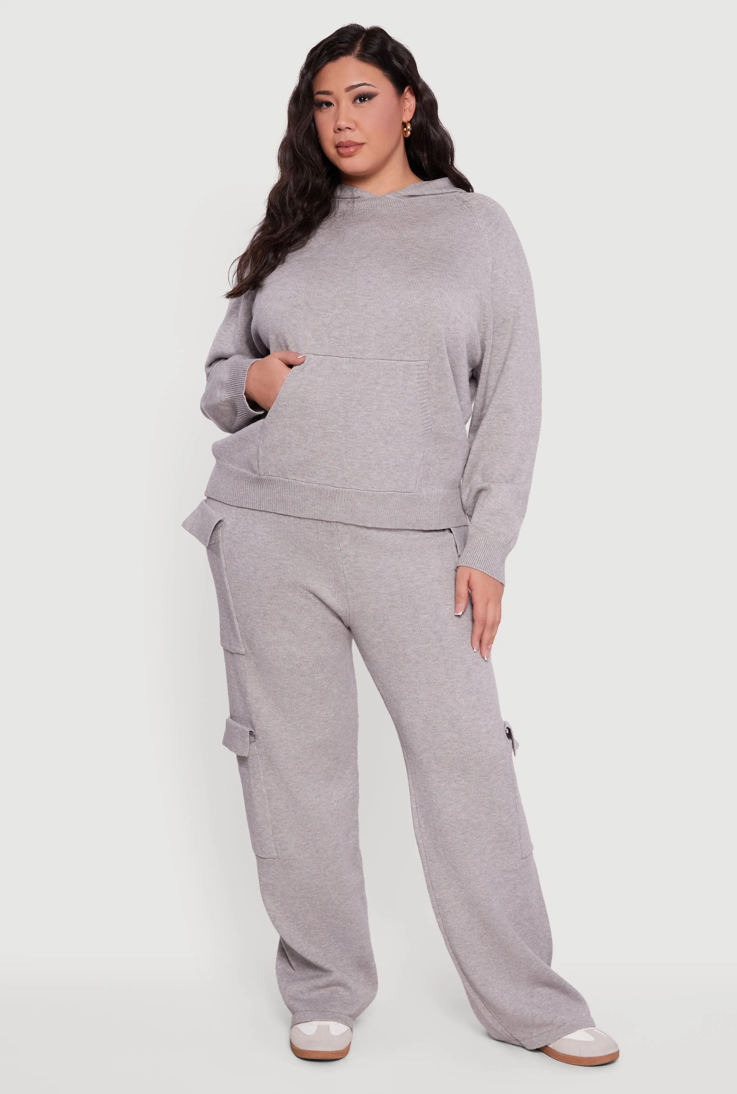 Plus Size High Waisted Wide Leg Utility Sweatpants sold by Rainbow