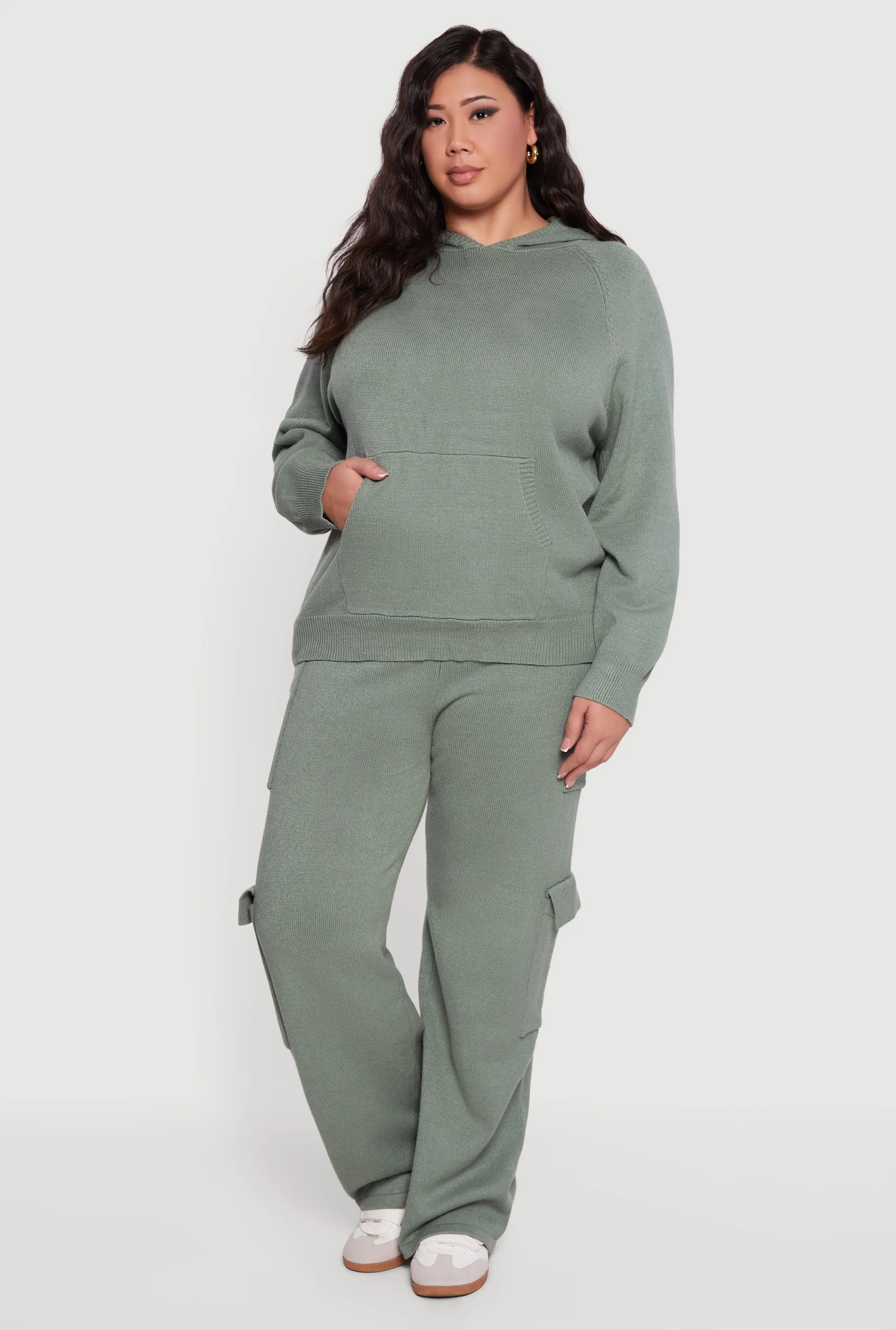 Plus Size High Waisted Wide Leg Utility Sweatpants sold by Rainbow product image thumbnail 3