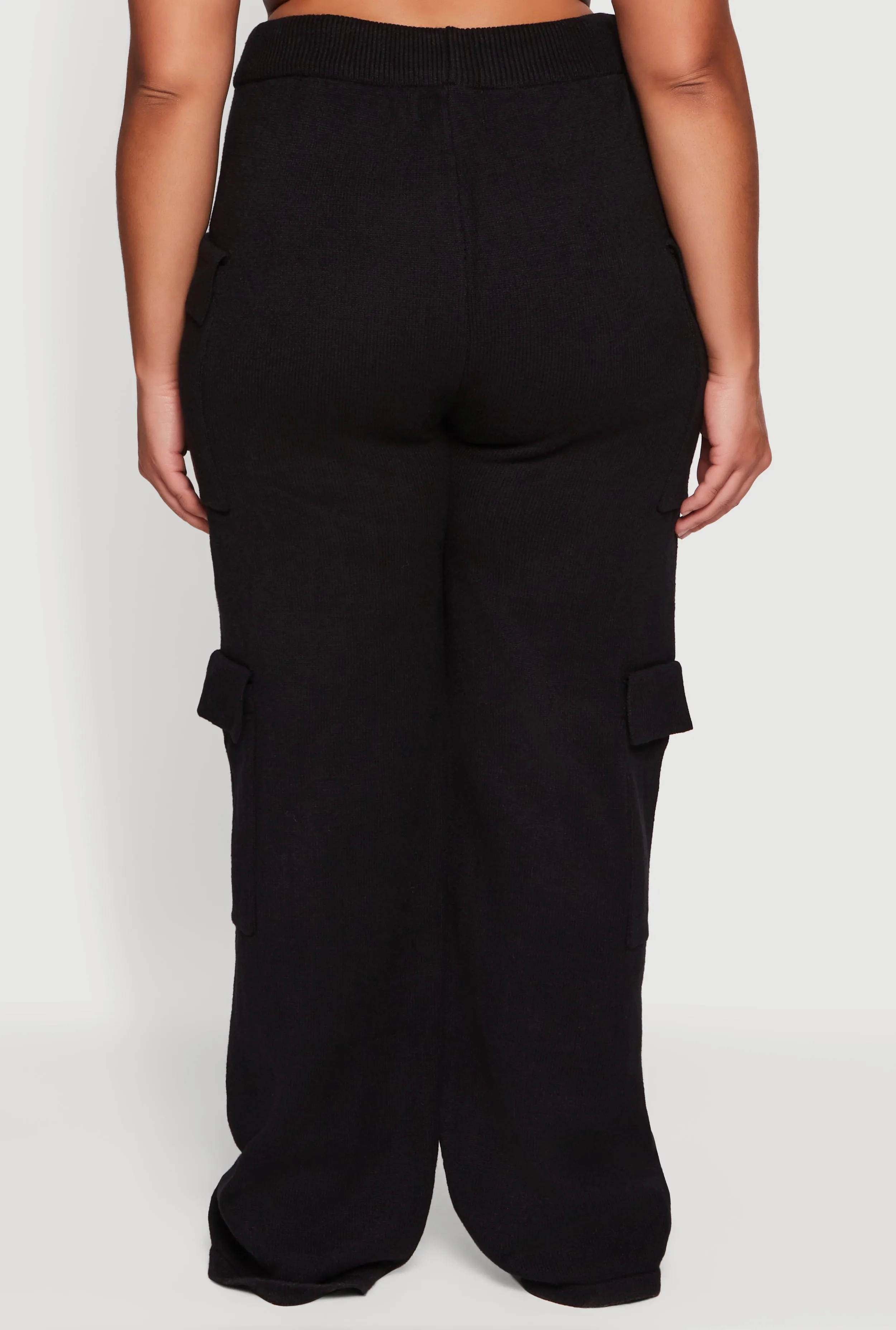 Plus Size High Waisted Wide Leg Utility Sweatpants sold by Rainbow product image thumbnail 5