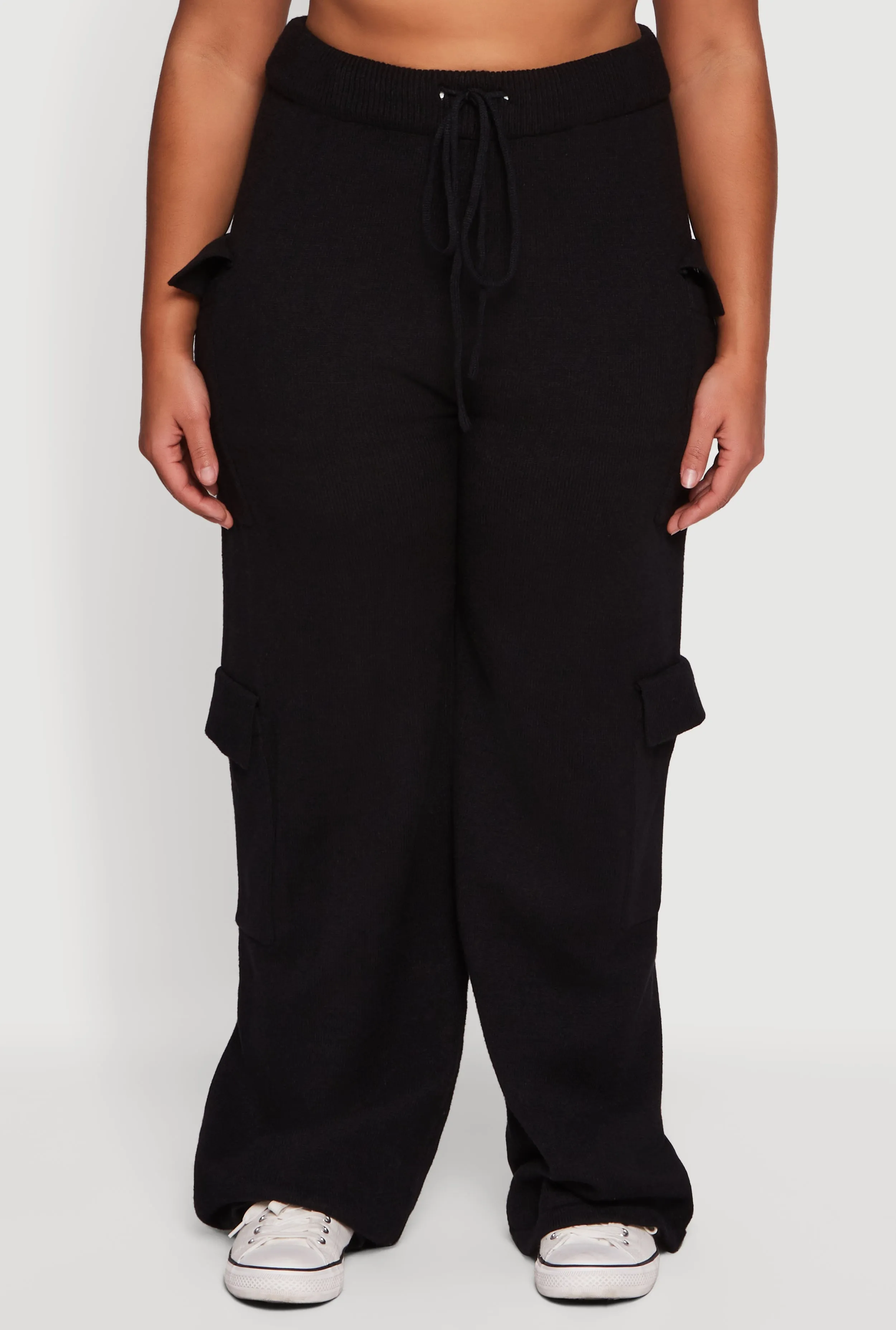 Plus Size High Waisted Wide Leg Utility Sweatpants sold by Rainbow product image thumbnail 3