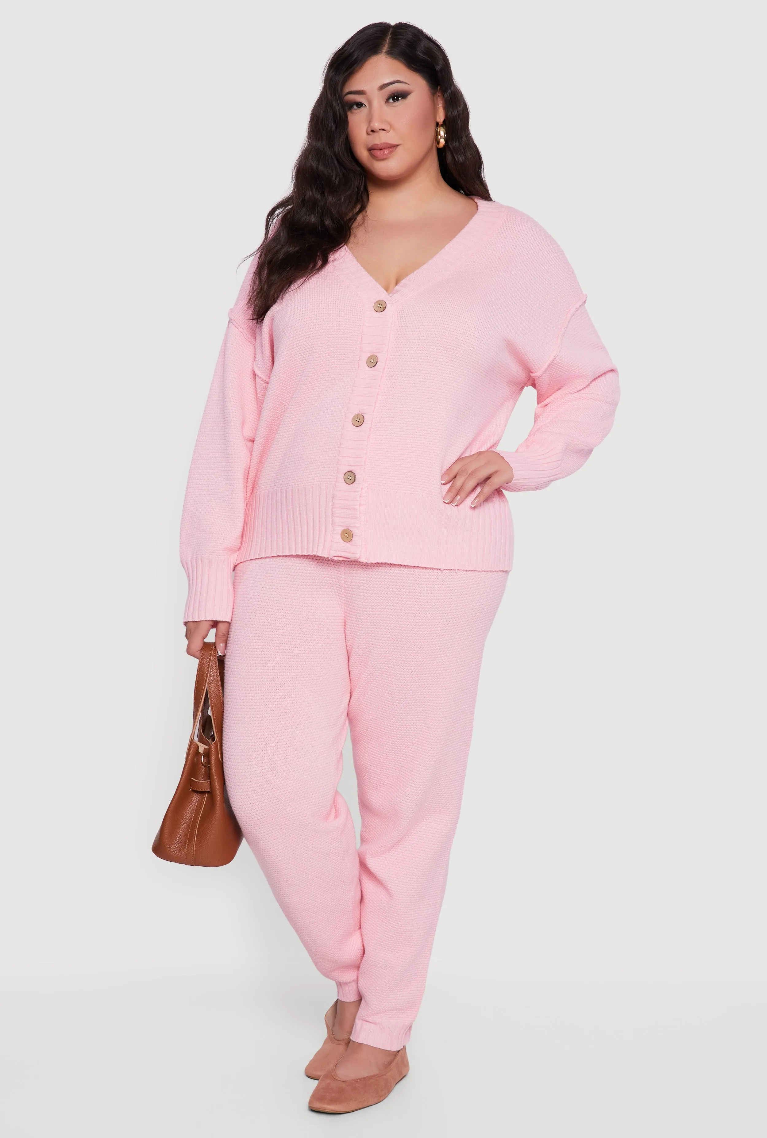 Plus Size Drop Sleeve Button Front Cardigan sold by Rainbow product image thumbnail 2