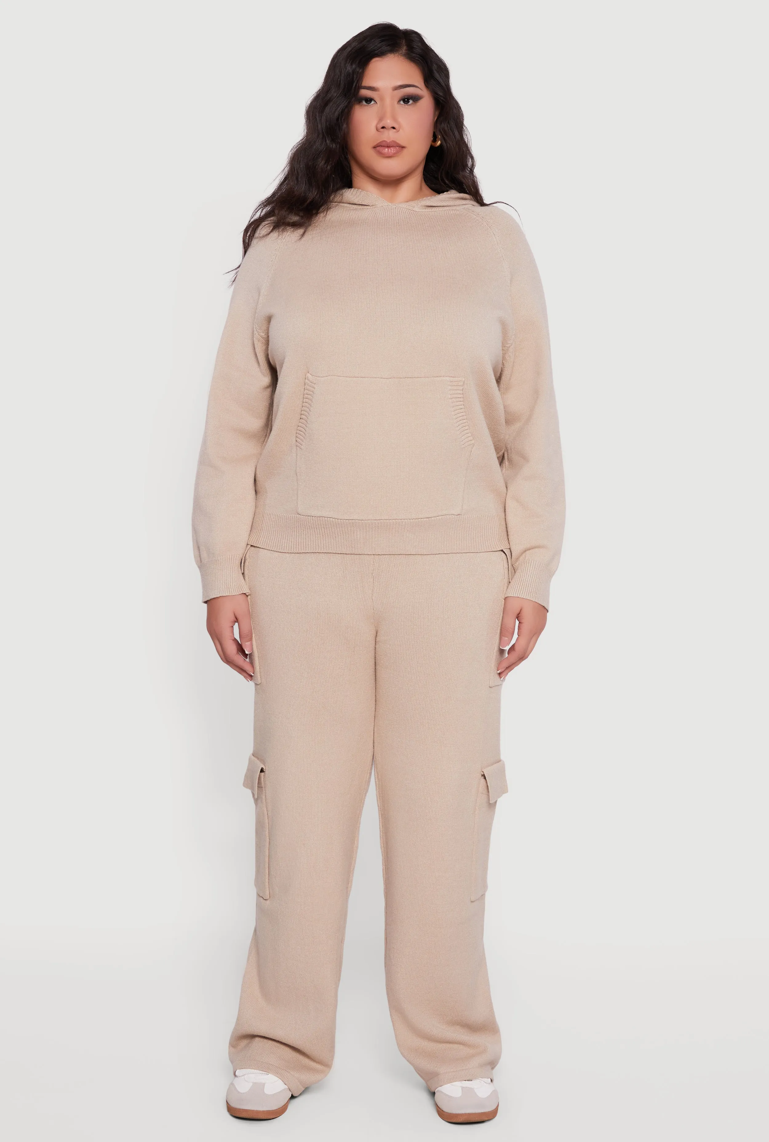 Plus Size High Waisted Wide Leg Utility Sweatpants sold by Rainbow product image thumbnail 2
